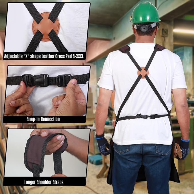Delantal de trabajo resistente para hombres, 9 bolsillos reforzados miniatura 3