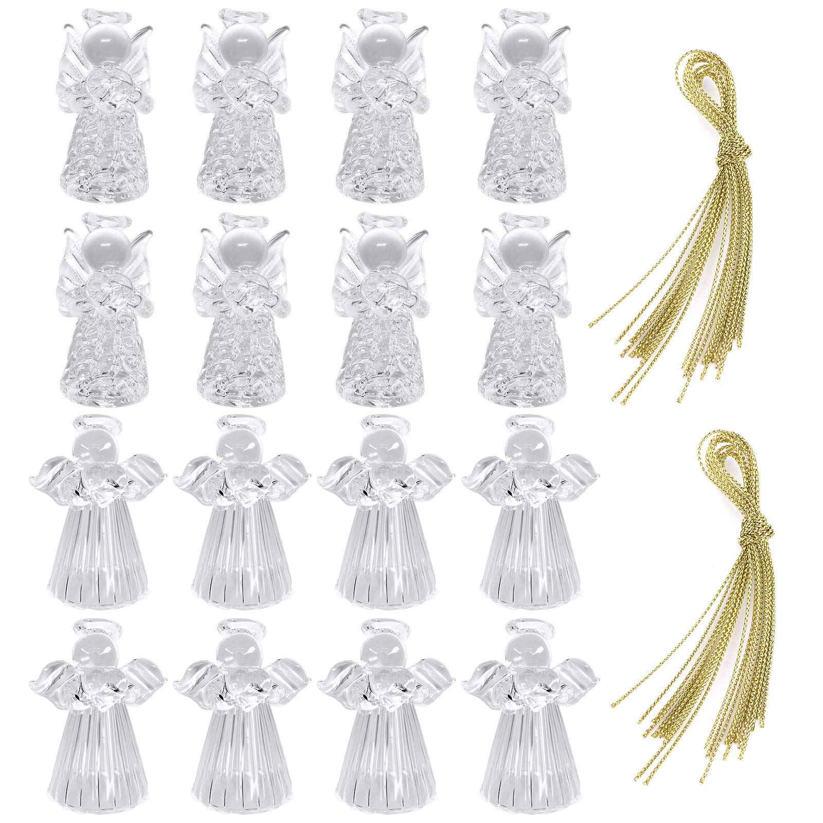 16 Pcs Glass Angel Ornaments for Christmas Tree Decorations-Clear