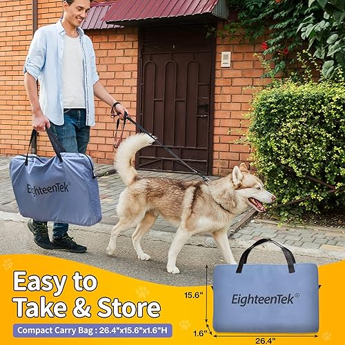 Miniatura 9 de EighteenTek Corralito desplegable extragrande 2 en 1 para perros, sin montaje, con almohadillas para orina de mascotas a prueba de fugas, caja de