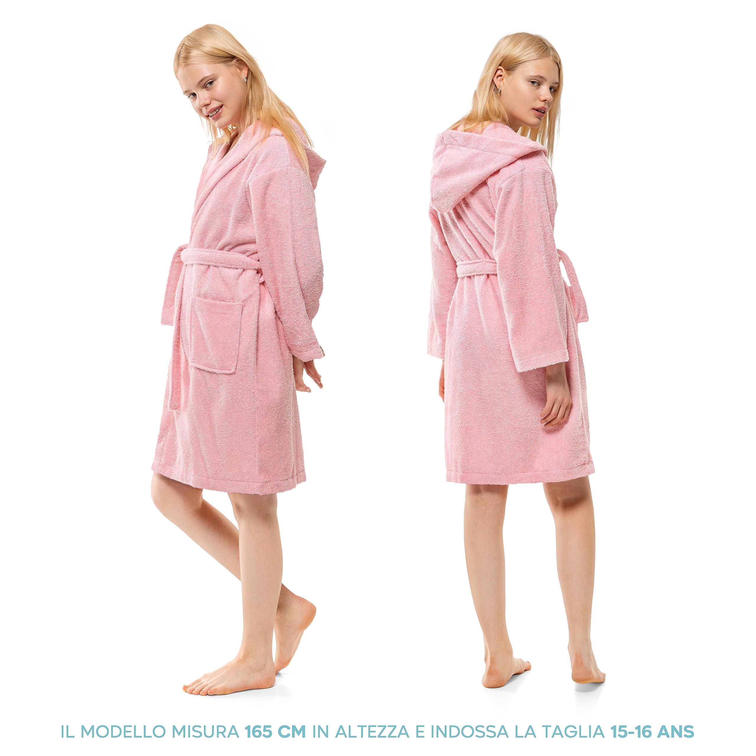 Twinzen Accappatoio Bambino Adolescenti con Cappuccio, 100% Cotone OekoTex, Accappatoio Ragazzo Ragazza - Tessuto Spugna Accappatoio da Bagno Ultra Morbido e Assorbente