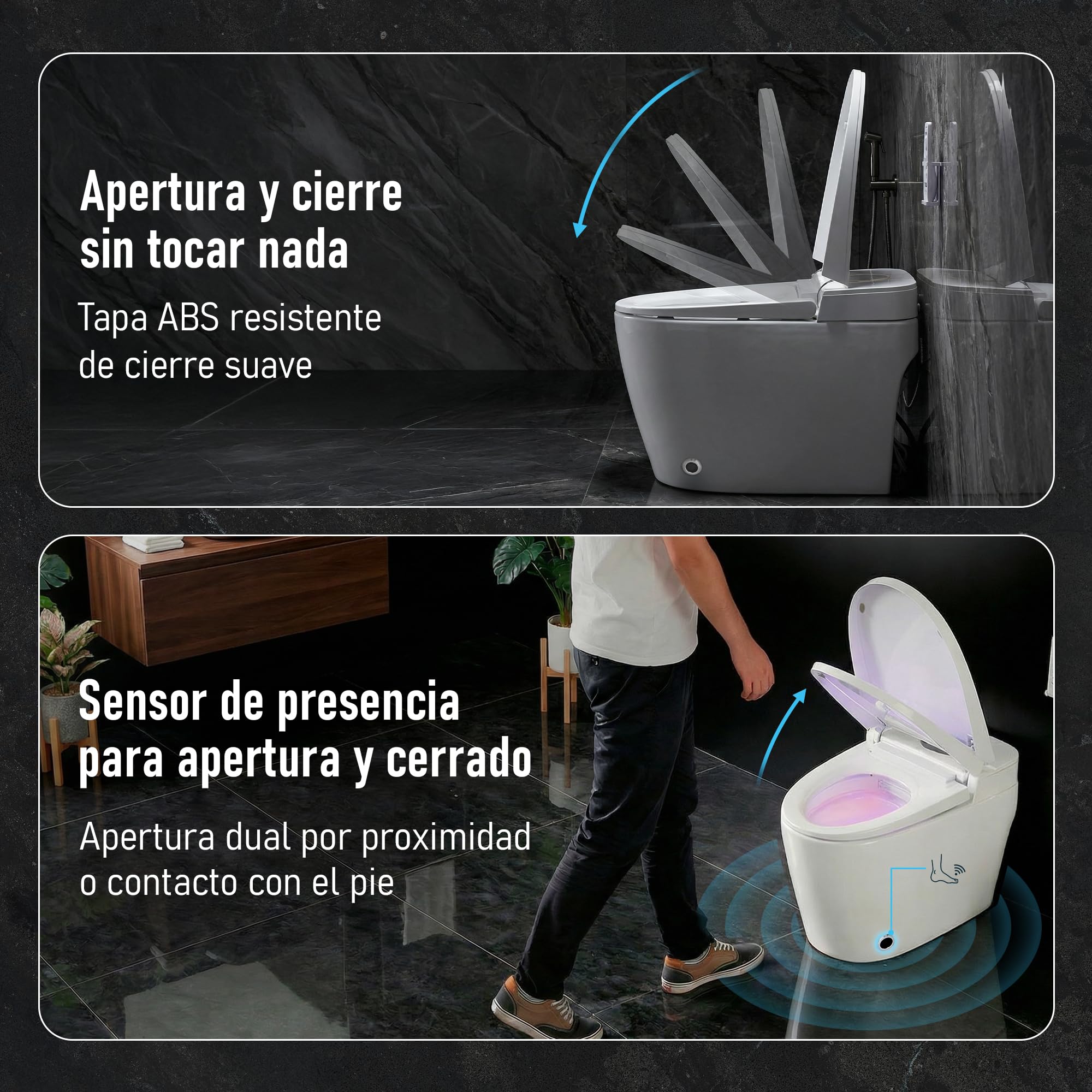 Inodoro Inteligente Estilo Japonés | 680x390x490 mm | WC con Bidet Integrado, Asiento Calefactable, Agua Caliente y Secado, Sensor, Control Remoto y Tapa Automática, Sin Depósito (Blanco | 1C)