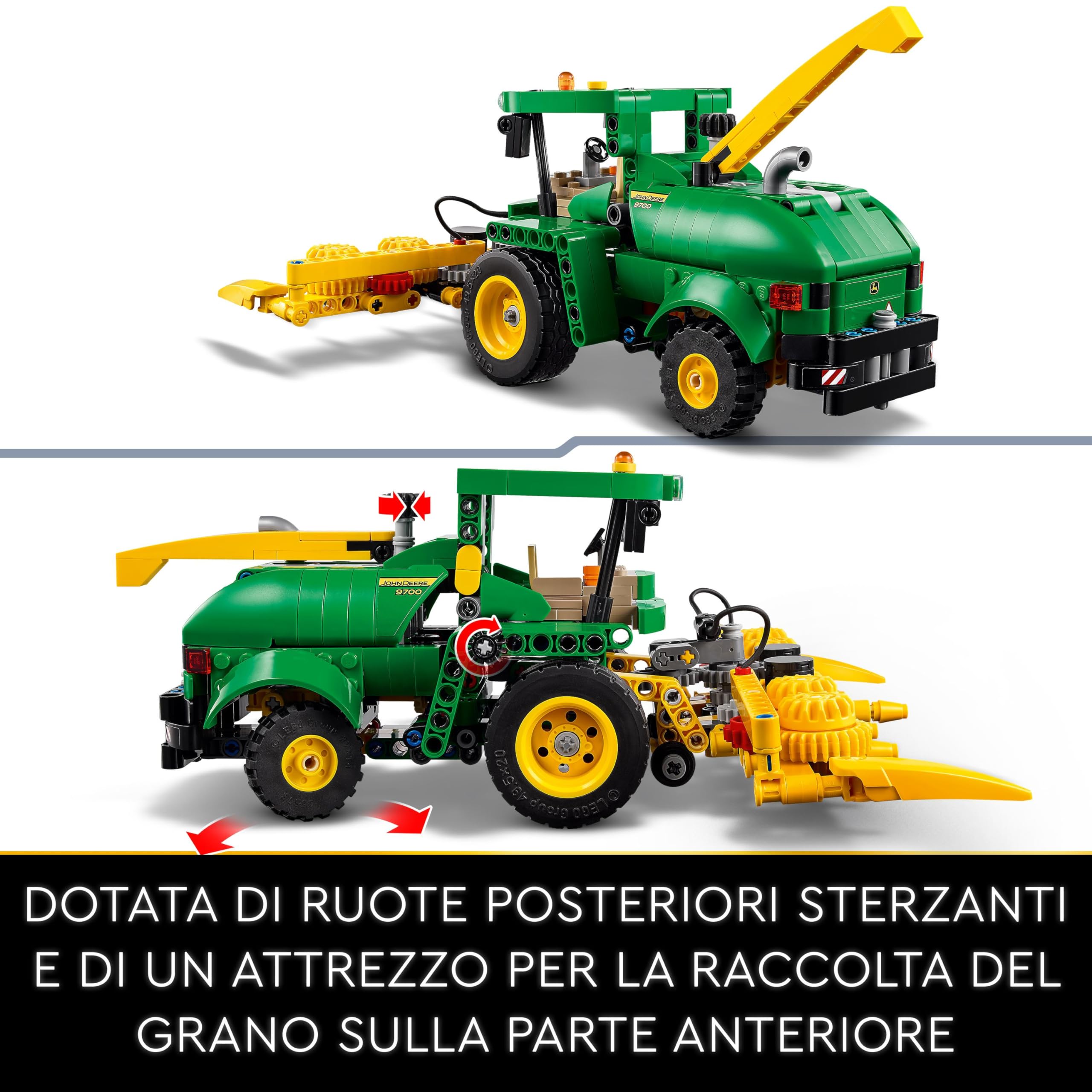 LEGO Technic John Deere 9700 Forage Harvester, Trattore Giocattolo Funzionante per Bambini e Bambine da 9 Anni, Veicolo Agricolo Mietitrebbia da Costruire, Idea Regalo di Compleanno 42168