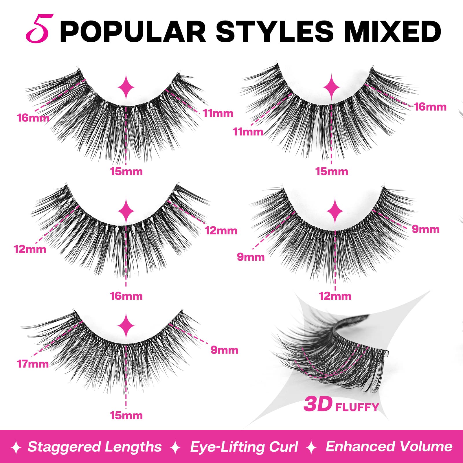 Buy CALAILIS False Eyelash Synthetic Fiber Material， 3D Faux Mink Fake