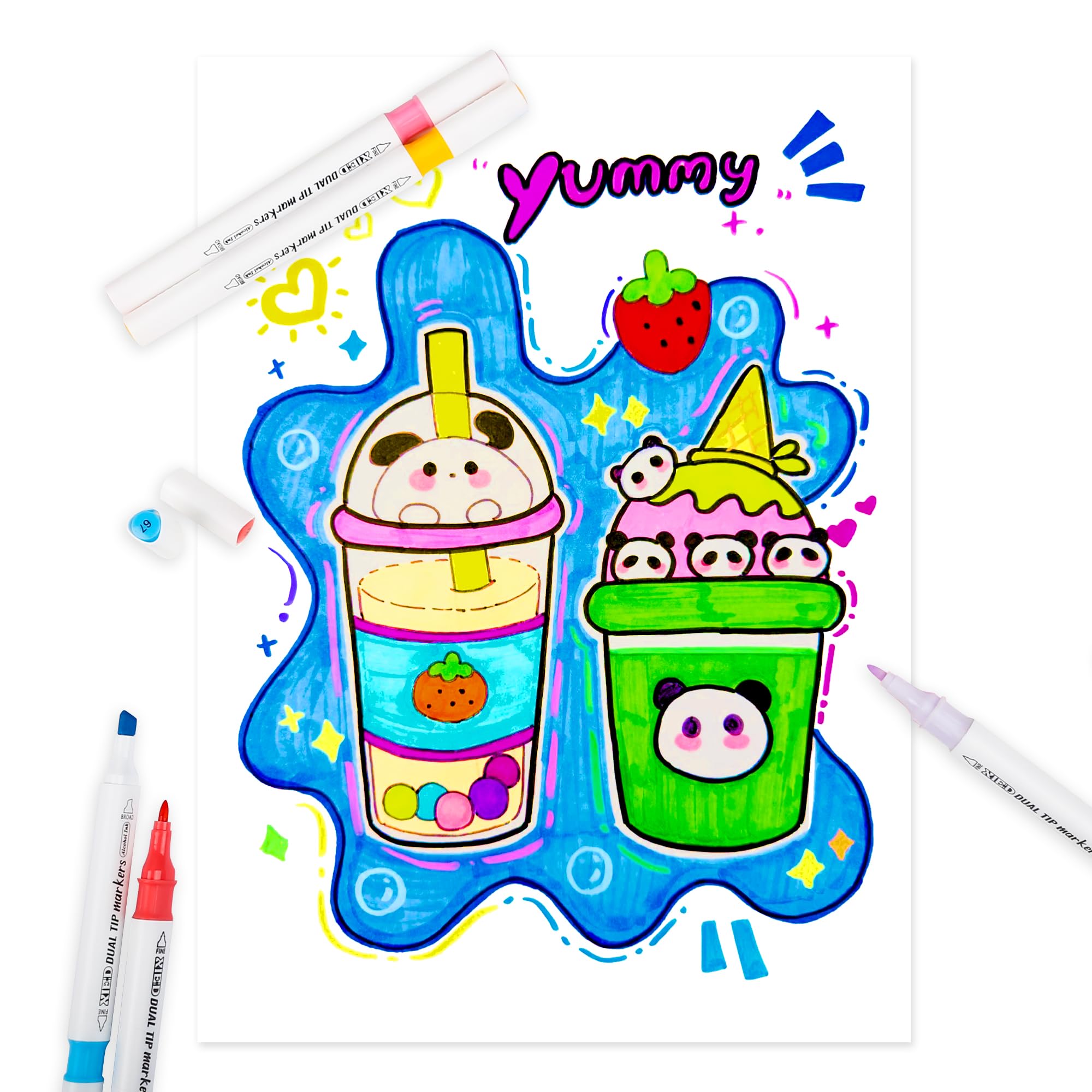 XIEED 240 kleuren alcohol markers, fijne & brede tips alcoholmarkeerstiften, kleurmarkers voor schilderen, schetsen, tekenen, highlights voor volwassenen en kunstliefhebbers