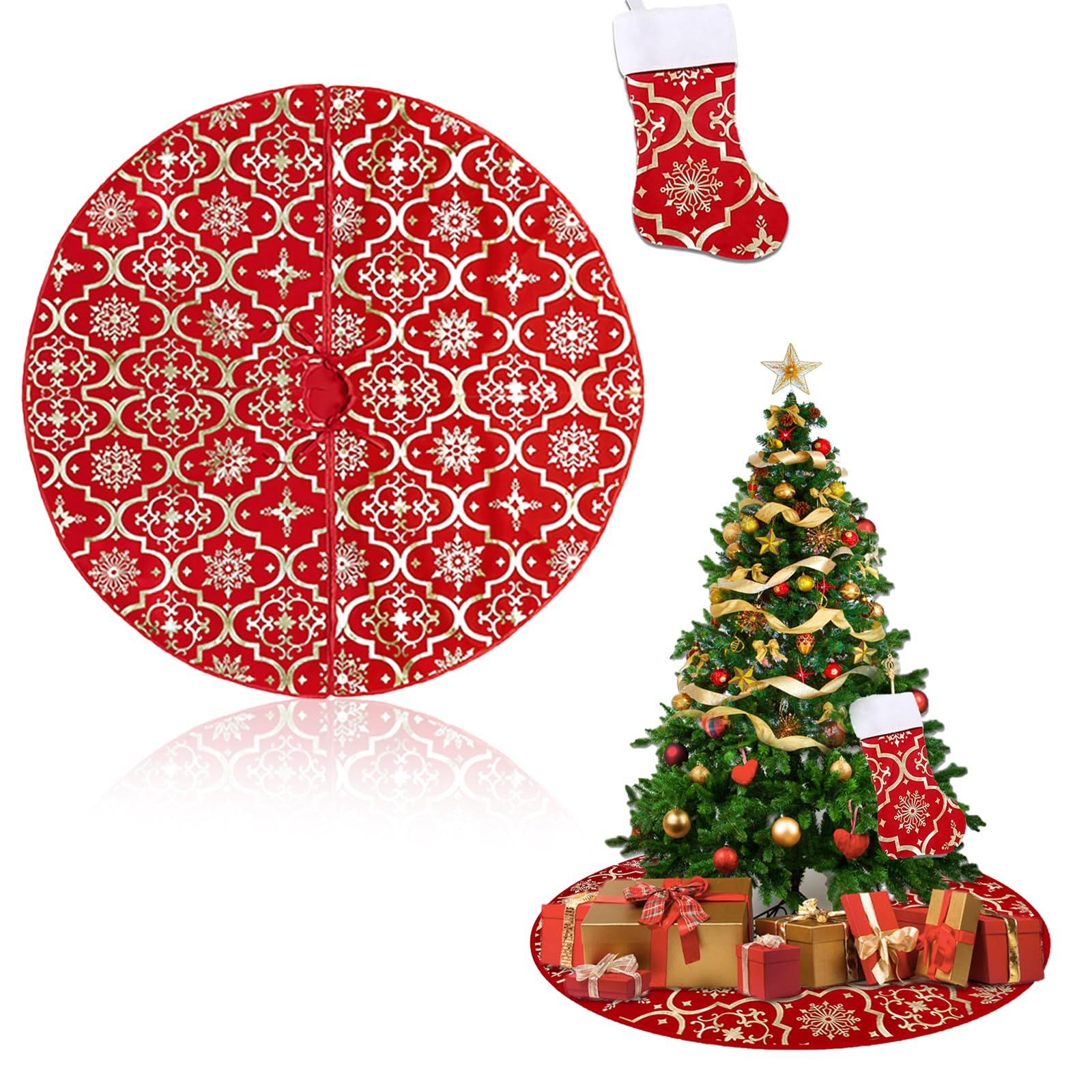 Christmas Tree Skirt New Year Xmas Deco 48 Inches Large Christmas Tree Skirts 