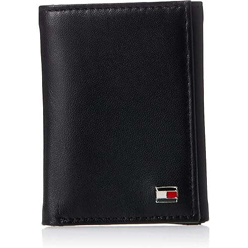 Tommy Hilfiger Men's Genuine Leather Slim Trifold Wallet with ID Window