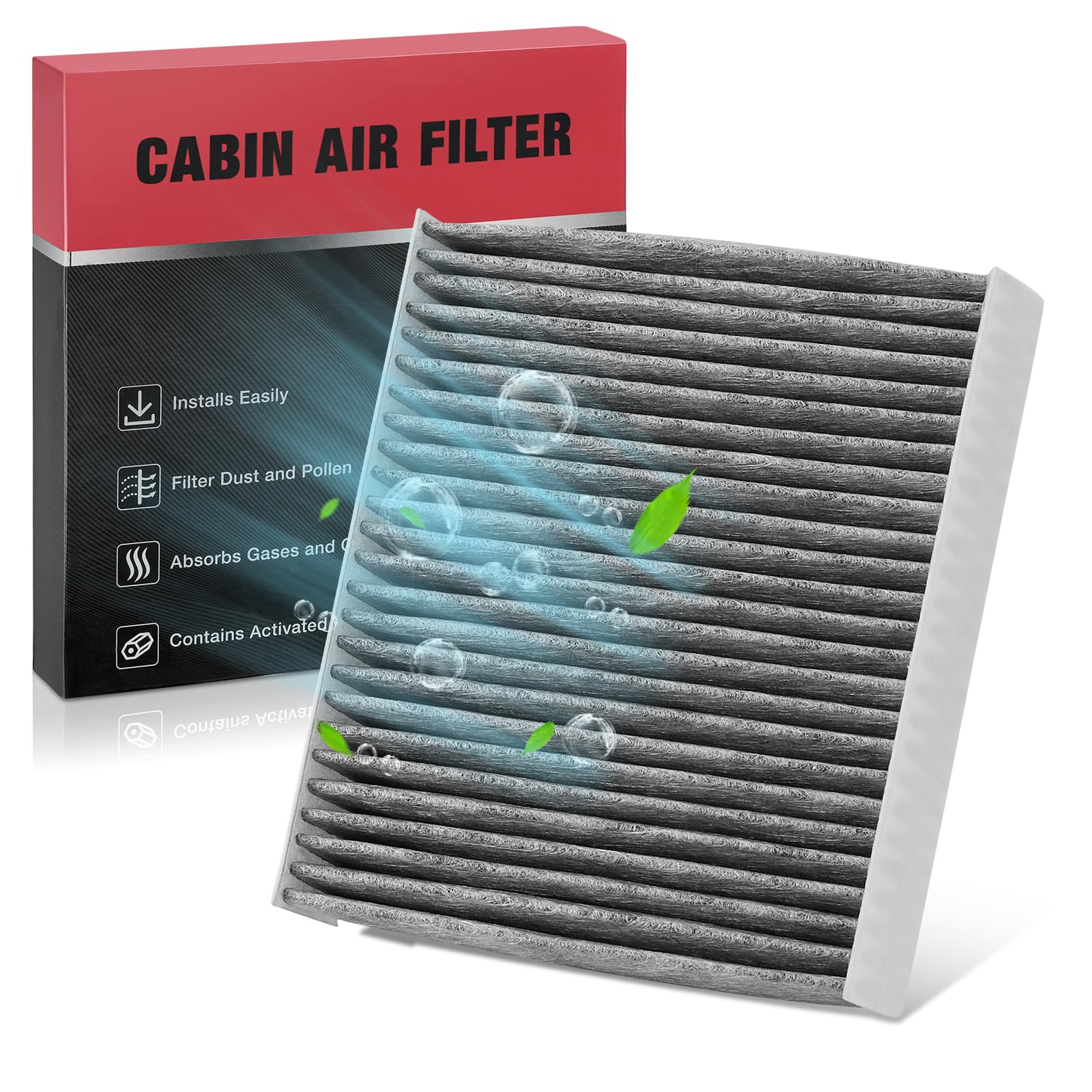 BDFHYK CF11924 Cabin Air Filter with Activated Carbon Compatible with Fiat 2012-2019 500 1.4L l4, 2012-2017 500 1.4L l4, Replace# CAF6185, CAF1896P, CF1249, CAF2140Global Recycled StandardGlobal Recycled StandardGlobal Recycled Standard