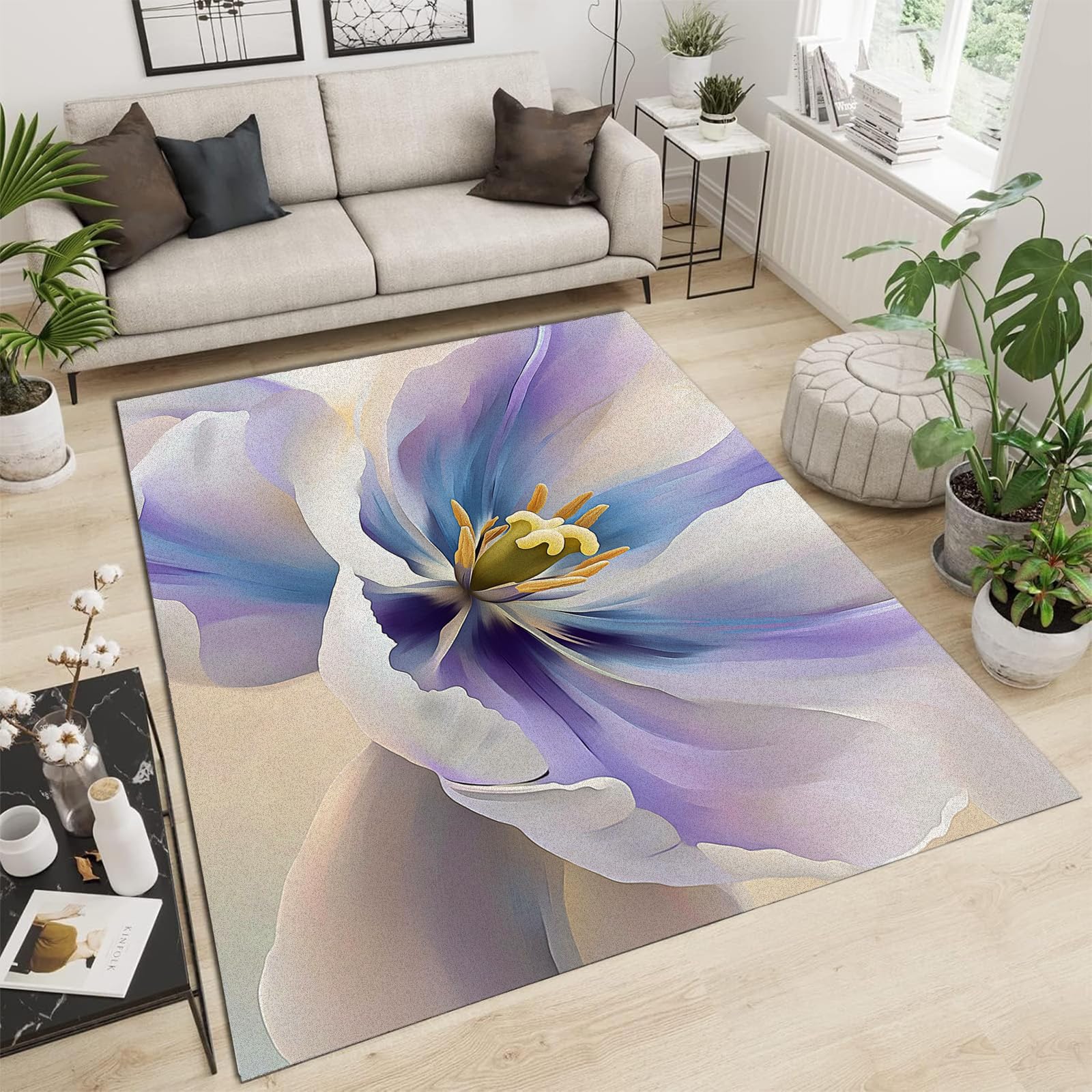 Tapis de salon tulipe paillasson intérieur doux anti-poussière
