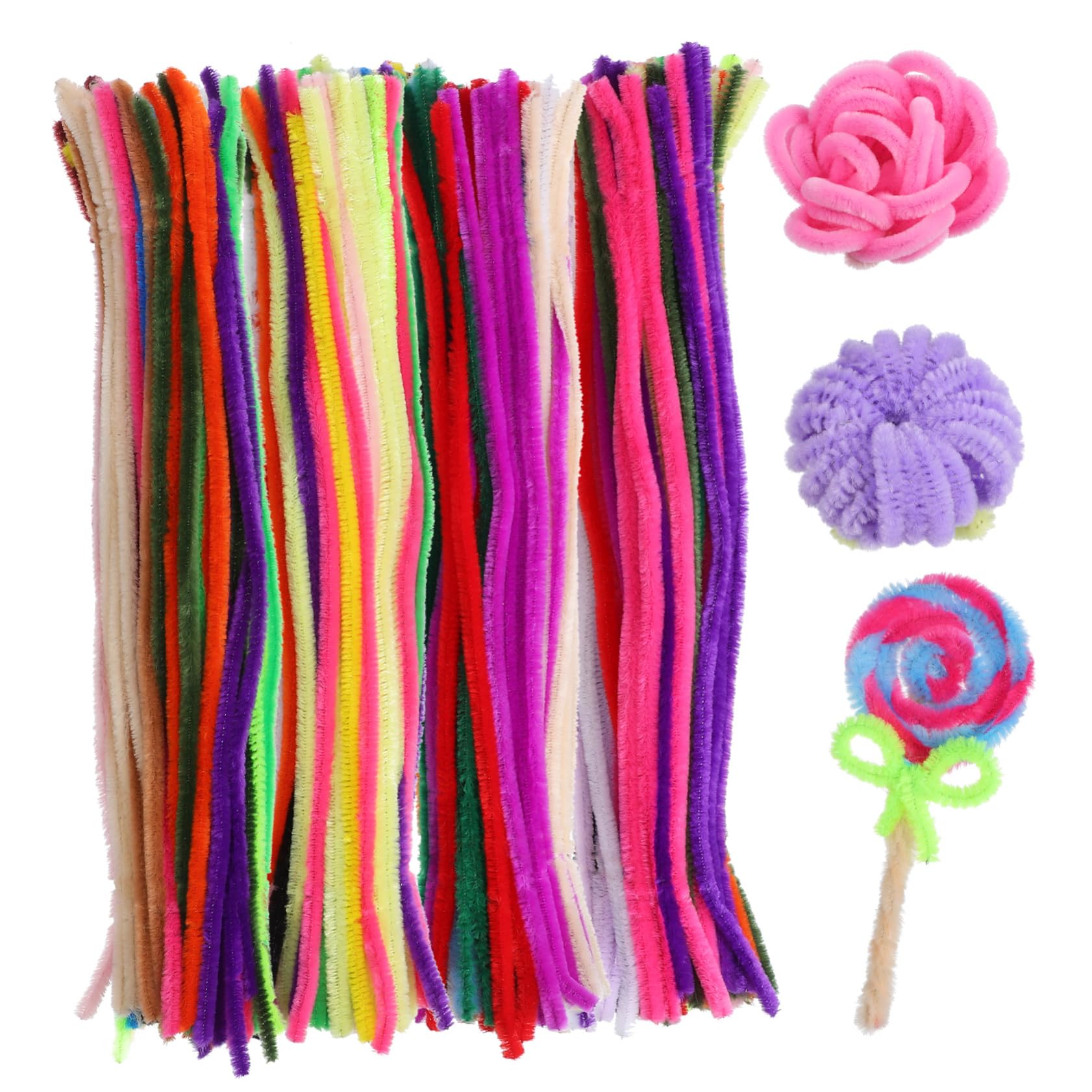 Homoyoyo Material Pack 400 Pcs Flexible Craft Fuzzy Sticks DIY Pipe Cleaners Assorted Colors Soft Fuzzy Stems