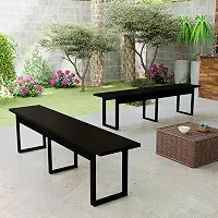 Kit Banco De Madeira MDF Com Base De Ferro Estilo Industrial Para Jardim Varanda Área Gourmet (Preto)