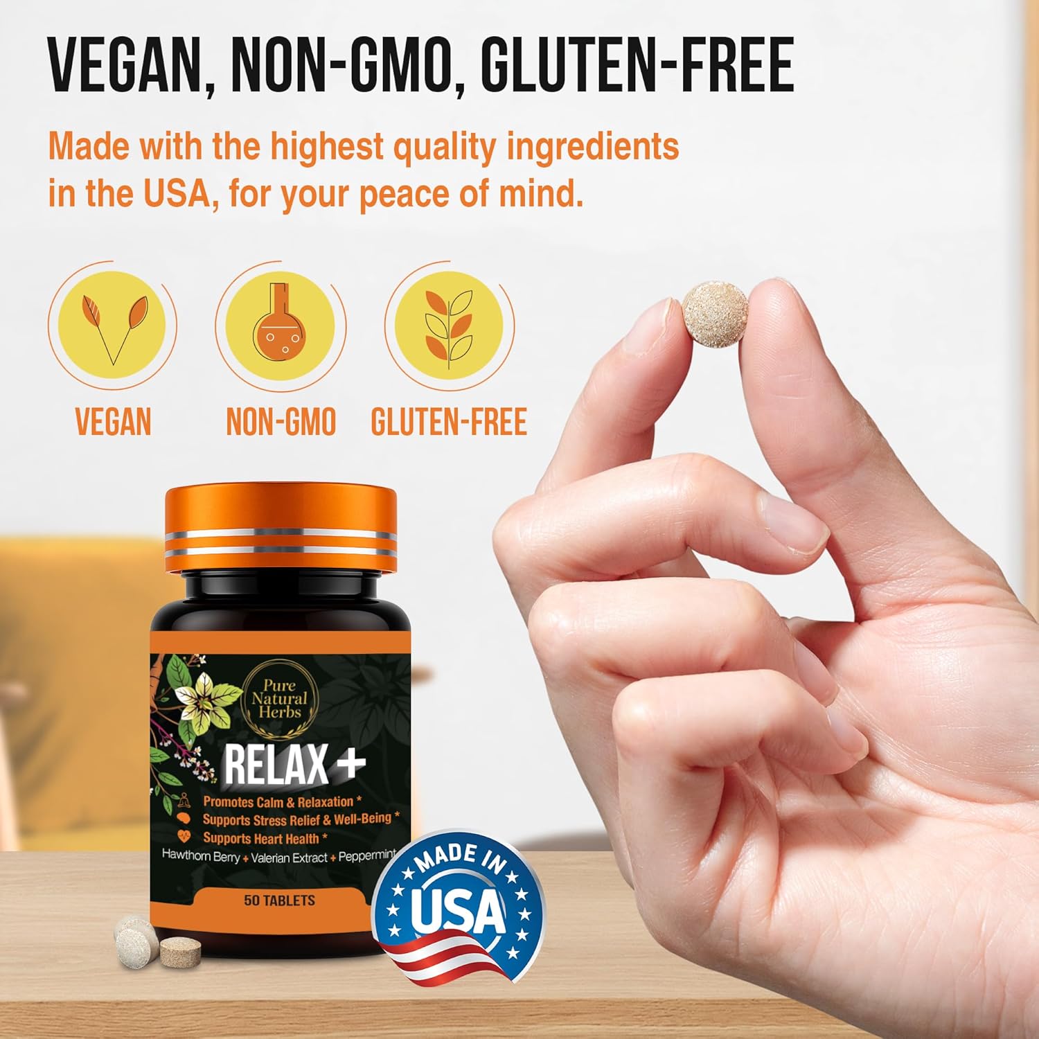 Valerian Hawthorn & Peppermint Tablets, 50 Count – Organic Hawthorne Berry & Valerian Root Herb Supplement – Vegan Non-GMO Calm Support & Peppermint Pills for Digestive Wellness - Image 4