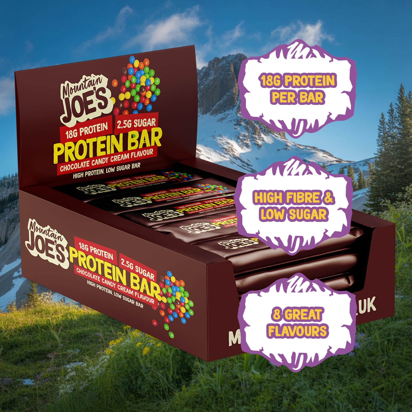 Mountain Joes baton proteinowy 12 x 55 g (czekoladowy krem cukierkowy)