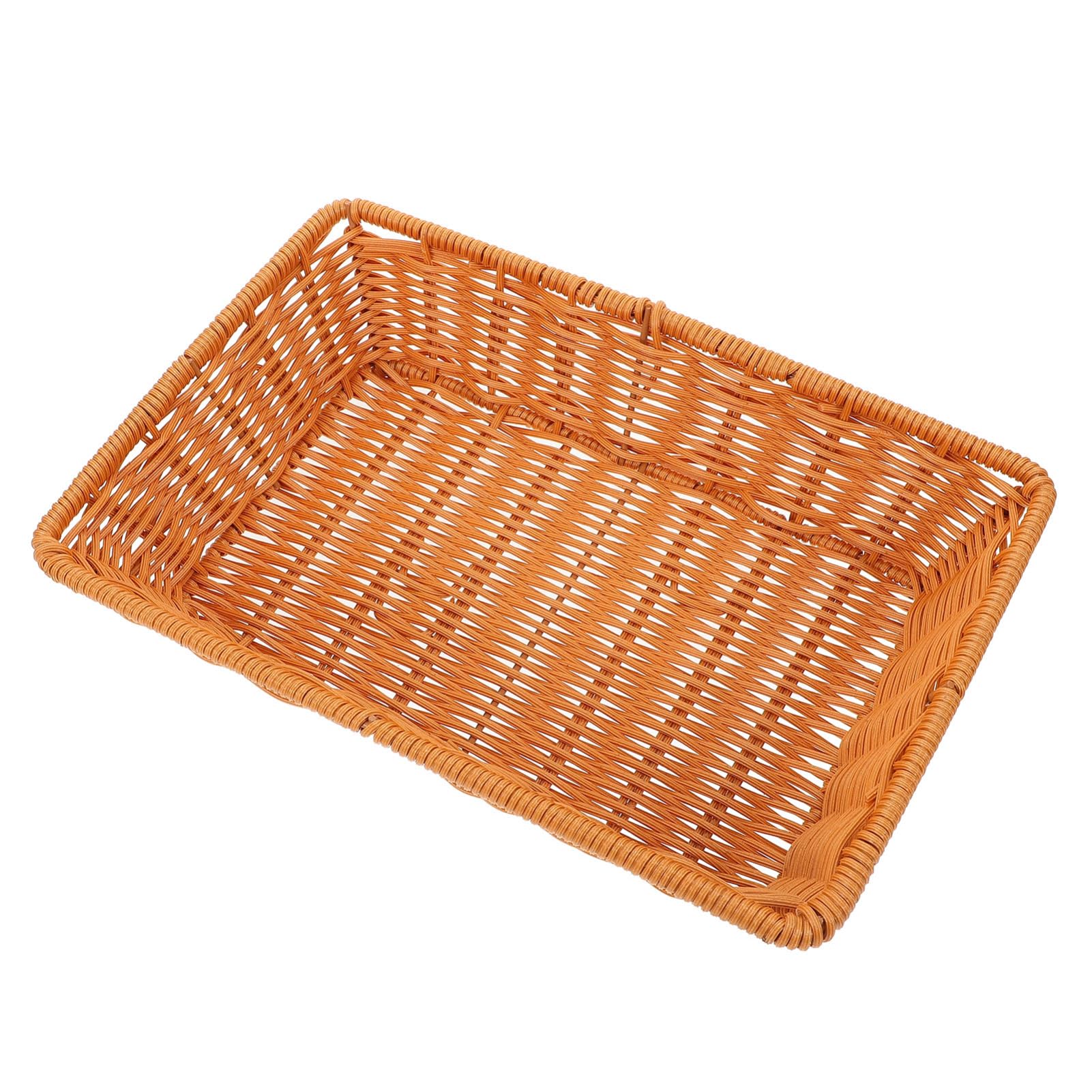 STOBAZA Woven Bread Basket Decorative Snack and Fruit Basket for Kitchen Counter Reinforced Design for Serving and Display Versatile Centerpiece for Dining and Kitchen