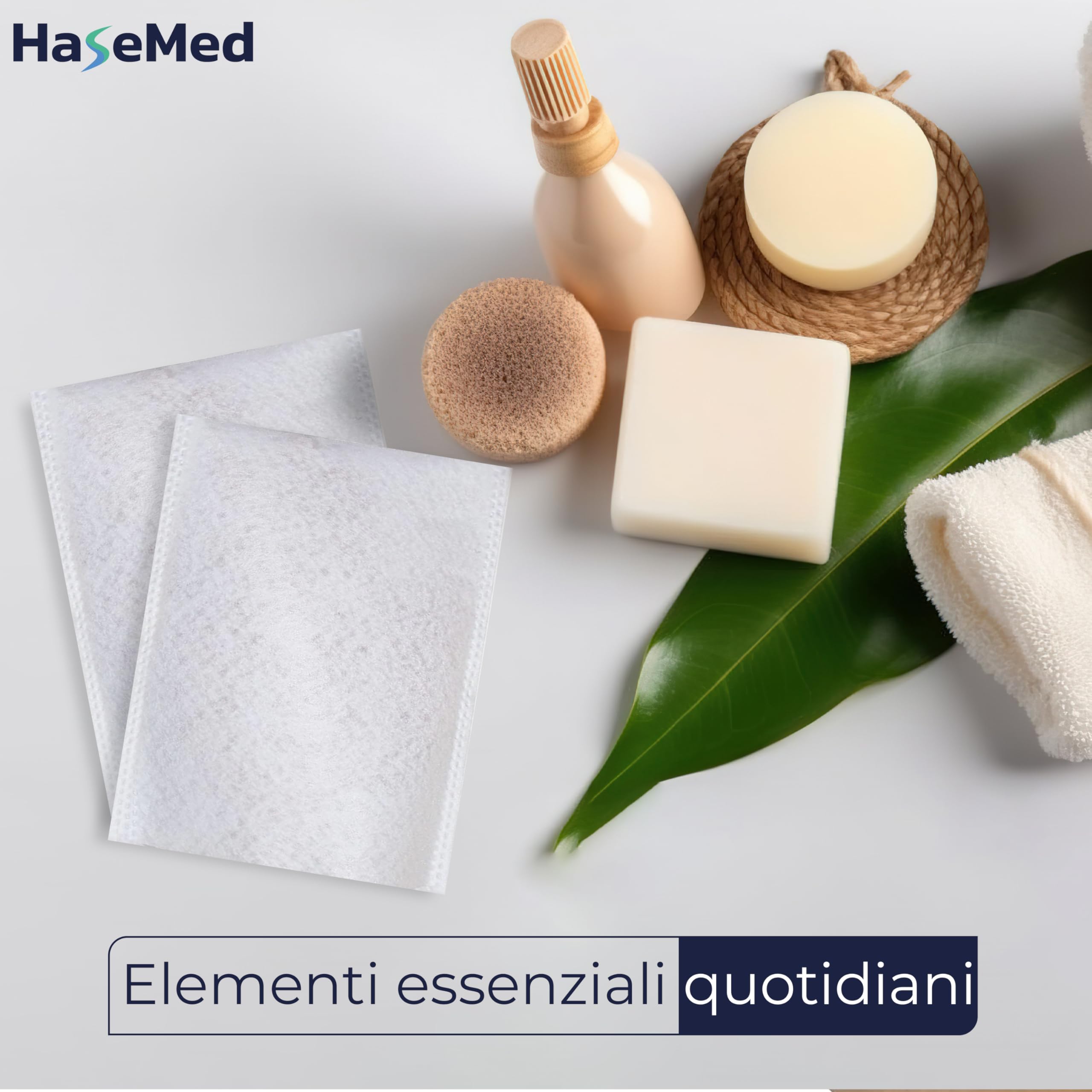 HaseMed Guanti monouso (15 x 22 cm), 10 x 50 pezzi, igienici e morbidi, per la cura del corpo e intimo, delicati sulla pelle e assorbenti, in tessuto non tessuto antistrappo