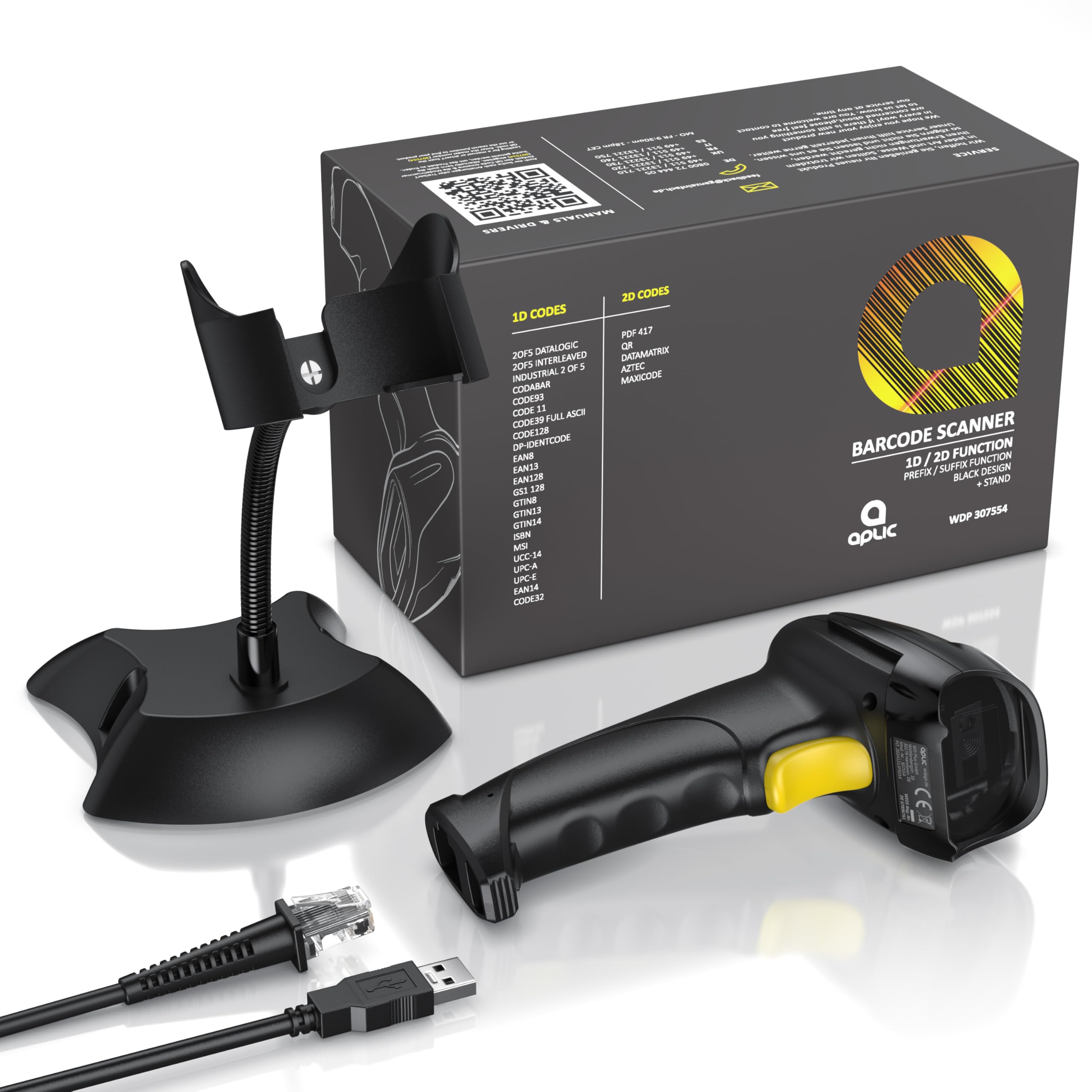 CSL Barcode Scanner 1D 2D QR kabelgebunden Single Multi Scan Bildschirm scannen inklusive Halterung
