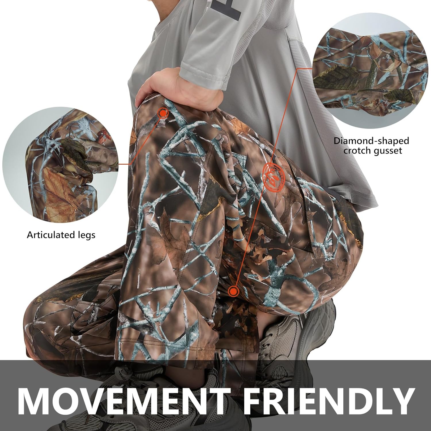 BASSDASH Invis Kid’s Youth Stretch Hunting Pants Water Resistant Breathable Camo Cargo Fishing Pant - Image 5