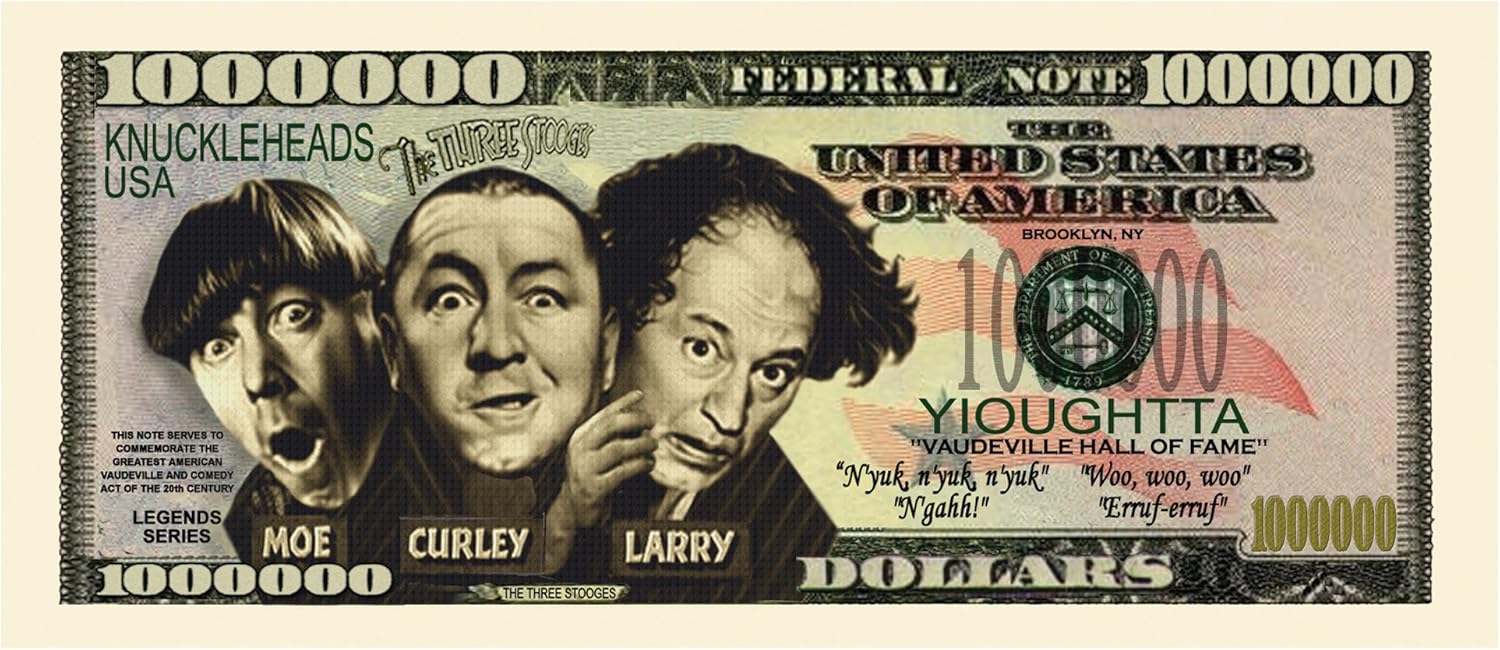 American Art Classics Pack of 50 - Three Stooges (3 Stooges) Million Dollar Bill - Limited Edition - Best for Collecting, Full Color, Real Money Size. Makes A Great Gift. - Image 2