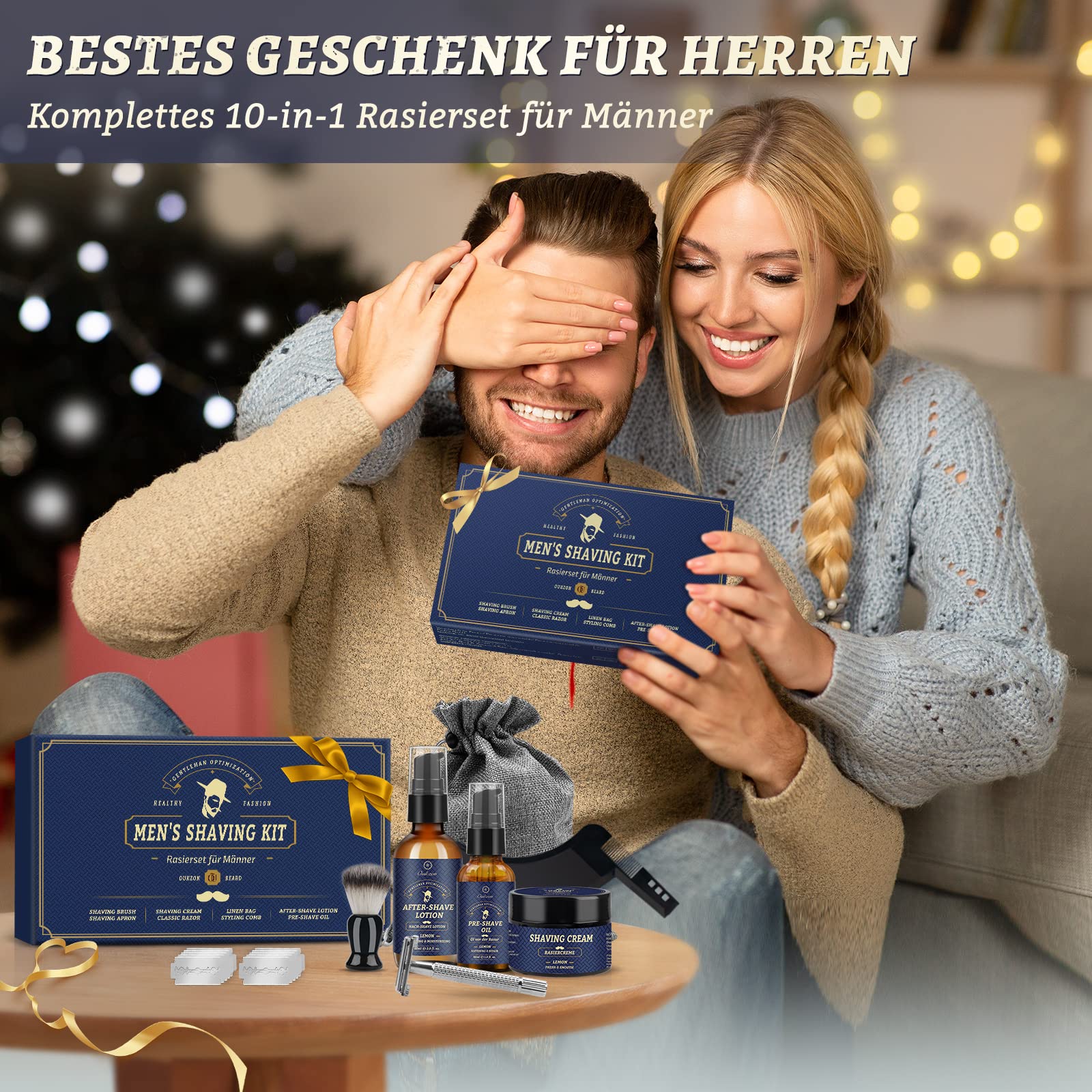 Bartpflege Set für Männer, Hochwertig Bart Rasierset Geschenke für Männer - Bartwuchsmittel Herren mit Bartöl, Rasiercreme, After Shave Lotion, Rasierhobel, Rasierpinsel, Bartschablone, Bartschürze