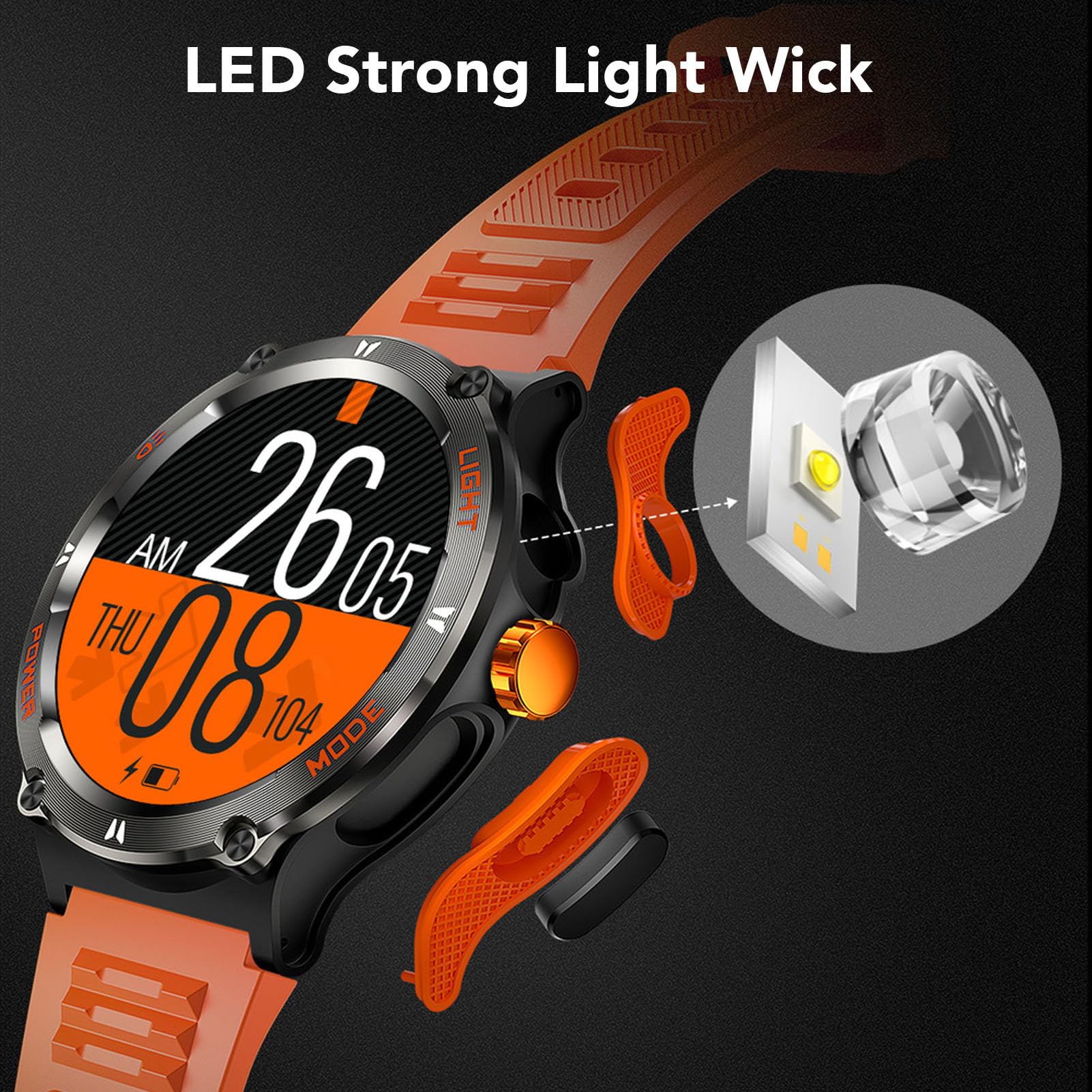 Cuifati Smart .53in con Risposta Chiamata Bluetooth per Uomo Donna (ORANGE)