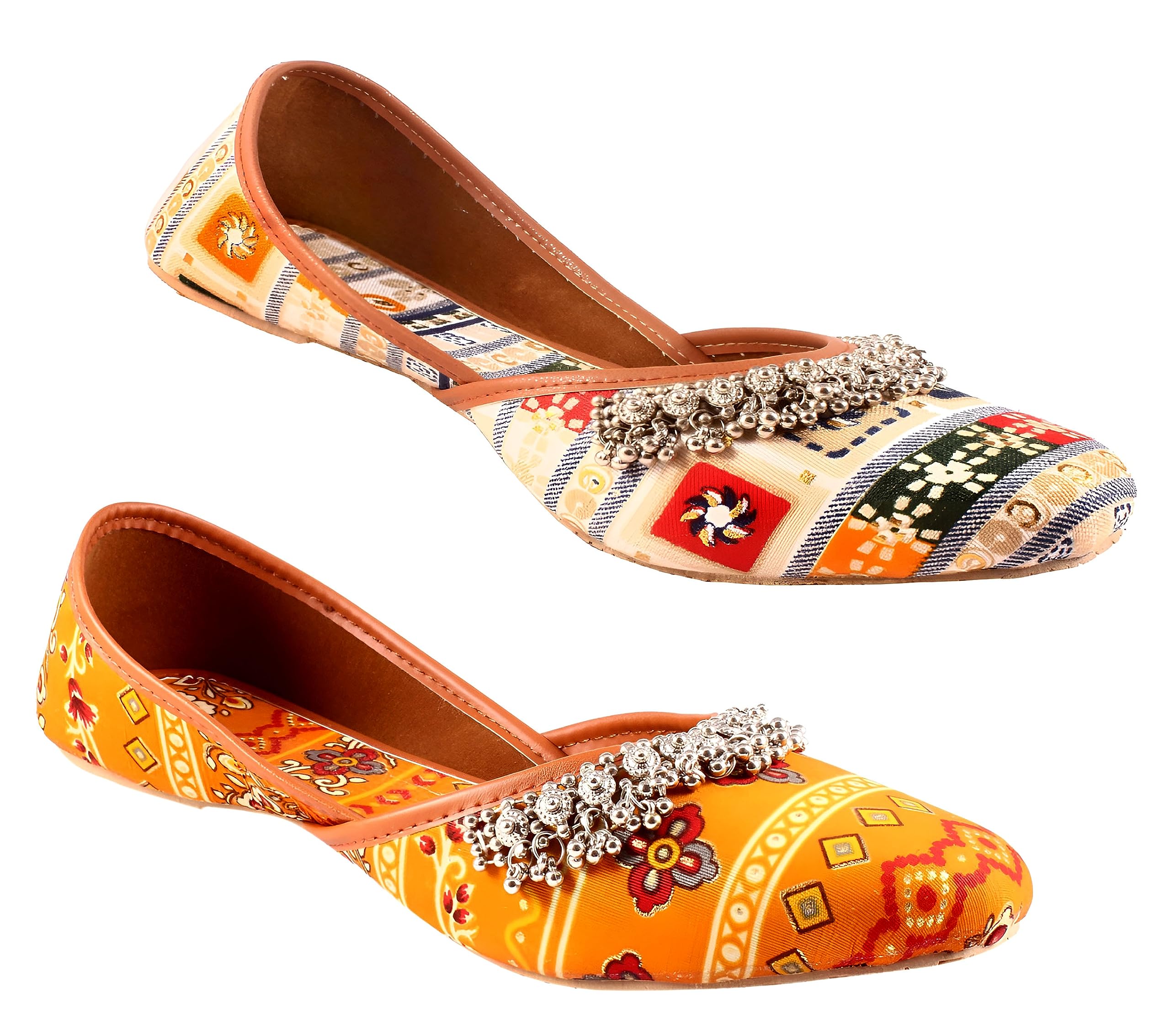 Babbotty Women's Textile Print Ethnic Jutti & Mojari Pack of 2-image-23