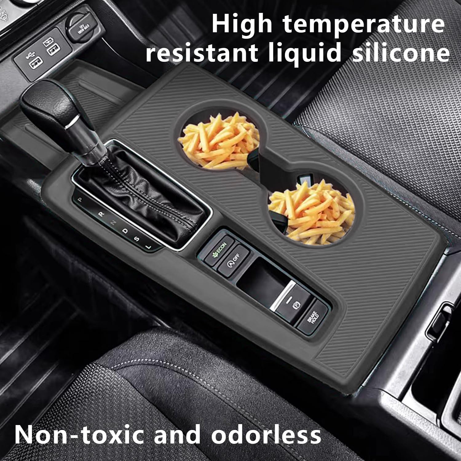 Temmis Center Console Organizer Silicone Wrap Kit for Honda Civic 2022-2025, Full-Wrap Center Consel Electrostatic adsorption Cover for Honda Civic-Black