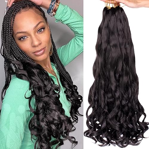 COOKOO 18 Inch 9 Pack French Curly Braiding Hair 1B Soft Bouncy Braids Hair 65gpack Premium Curly Braiding Hair French Curls Synthetic Hair