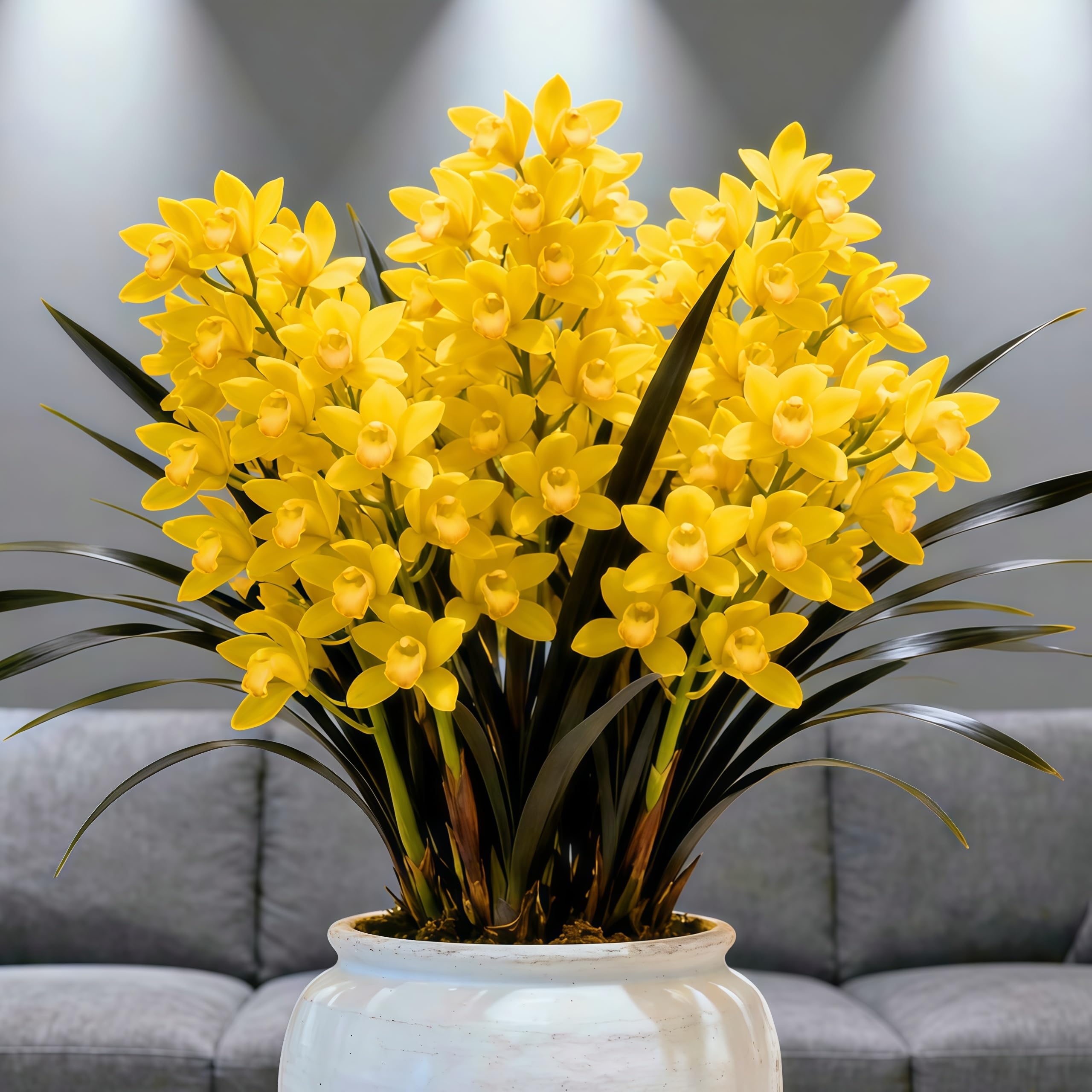 Excellent Cymbidium Orchid for Planting UK, Hardy Perennial, Excellent Display, Mix Greening Flower, Natural Organic, Wedding, Balcony Garden-3 Bulbs-D