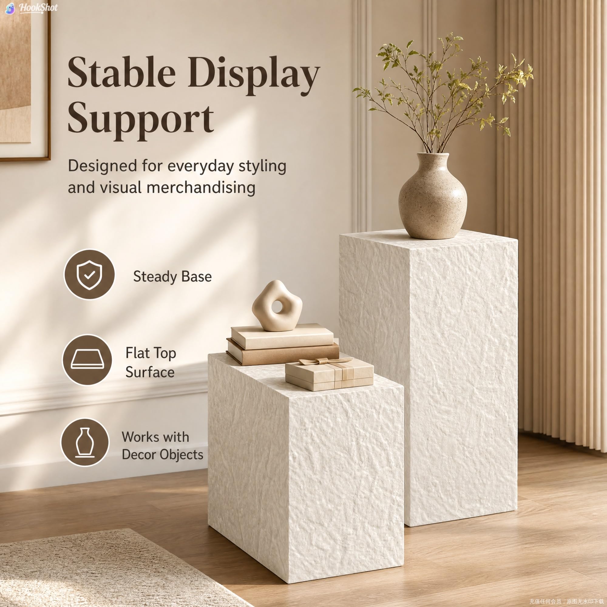 Expositor Cilindro, Columna Pedestal de Madera para Escaparate Galería Arte y Fiesta Boda, Peana Redonda Soporta 100kg(B,40x40x30cm)