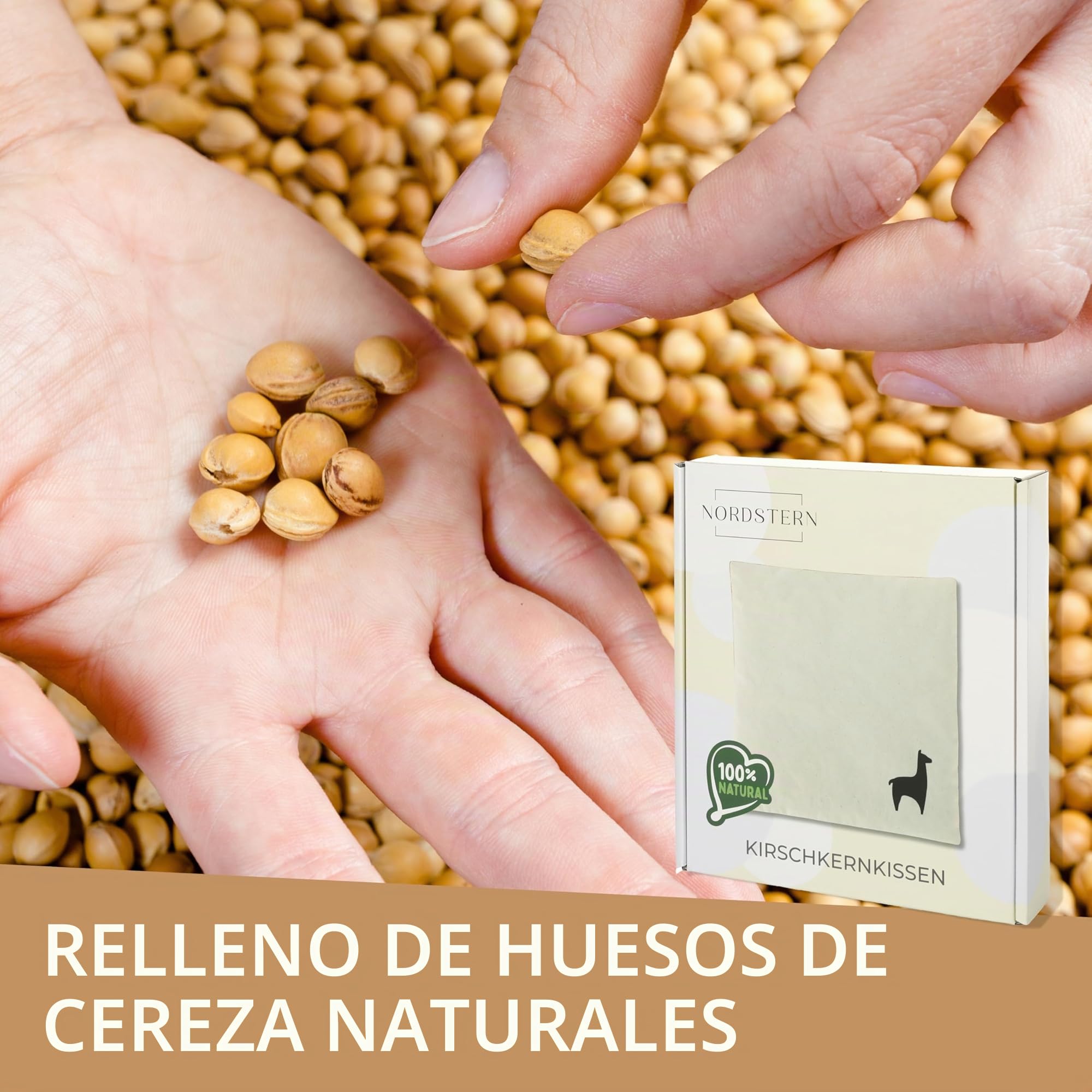 Nordstern Cojín térmico de huesos de cereza, 24 x 25 cm, cojín de granos para el microondas como regalo para mujeres y hombres, con funda 100% algodón