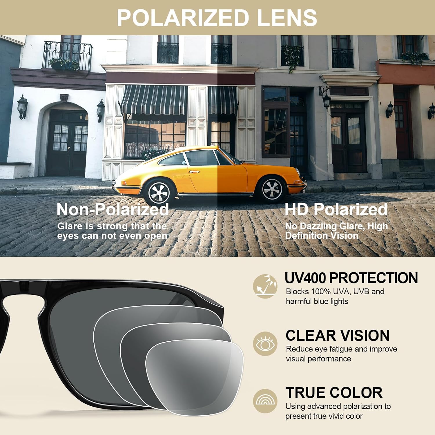 STGATN Retro Square Aviator Polarized Sunglasses for Men Women UV Protection Shades Classic Driving Glasses ST3475 - Image 5