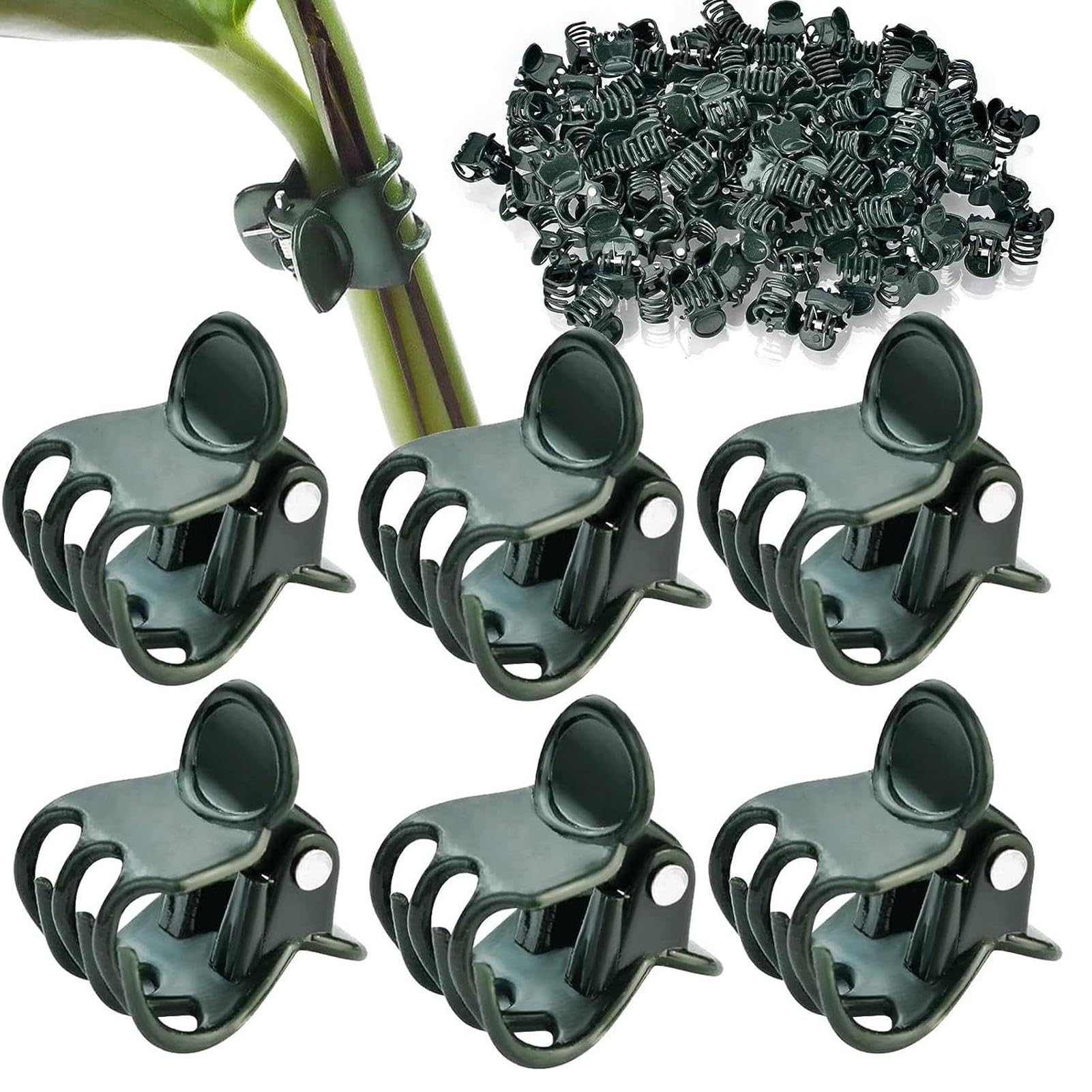 Ulvironte 50Psc Plant Support Clips, Black Garden Clips, Garden Flower Plastic VineClips, Orchid and Vine Support Clip, Climbing Plant Clip for Supporting Stems Vines Stalks Grow Upright
