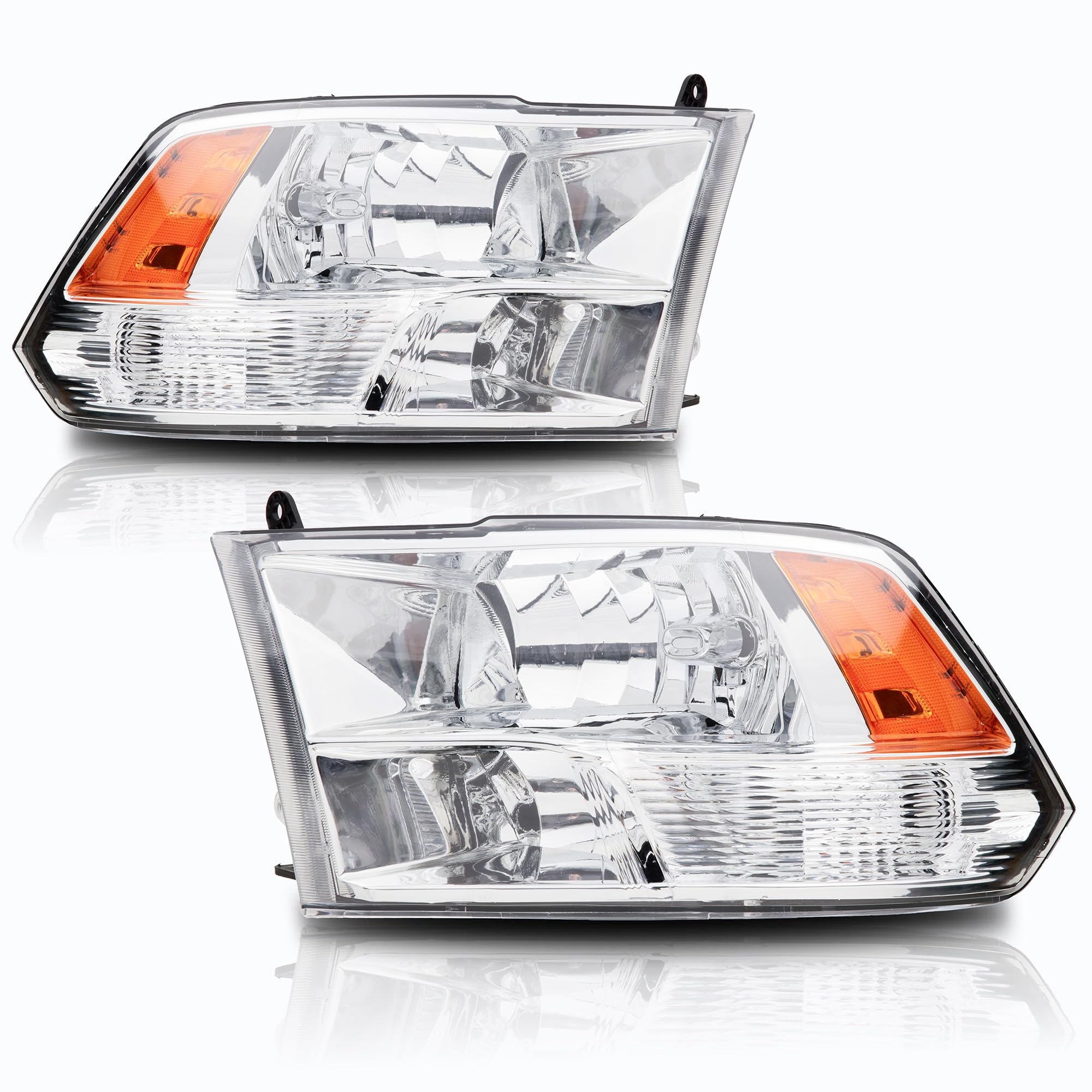 Faro Derecho Original Estilo Fábrica Para RAM 1500/2500 2009-2017, Halógeno, Cromo, Lente Claro - Reemplazo Directo