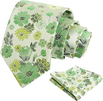 Alizeal Mens 3.15 Natural Flower Pattern Tie Set