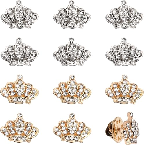 CHGCRAFT Broche de corona Pines Crystal Rhinestone Crown Pin Vintage Ropa Tiara Corona Ramillete, Metal, Sin gemas.