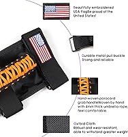 Vista 2 de Asas de agarre para barra de agarre para Jeep Wrangler Accesorios TJ JK JL Gladiator JT - Hebilla de metal mejorada, naranja cibernético, paquete