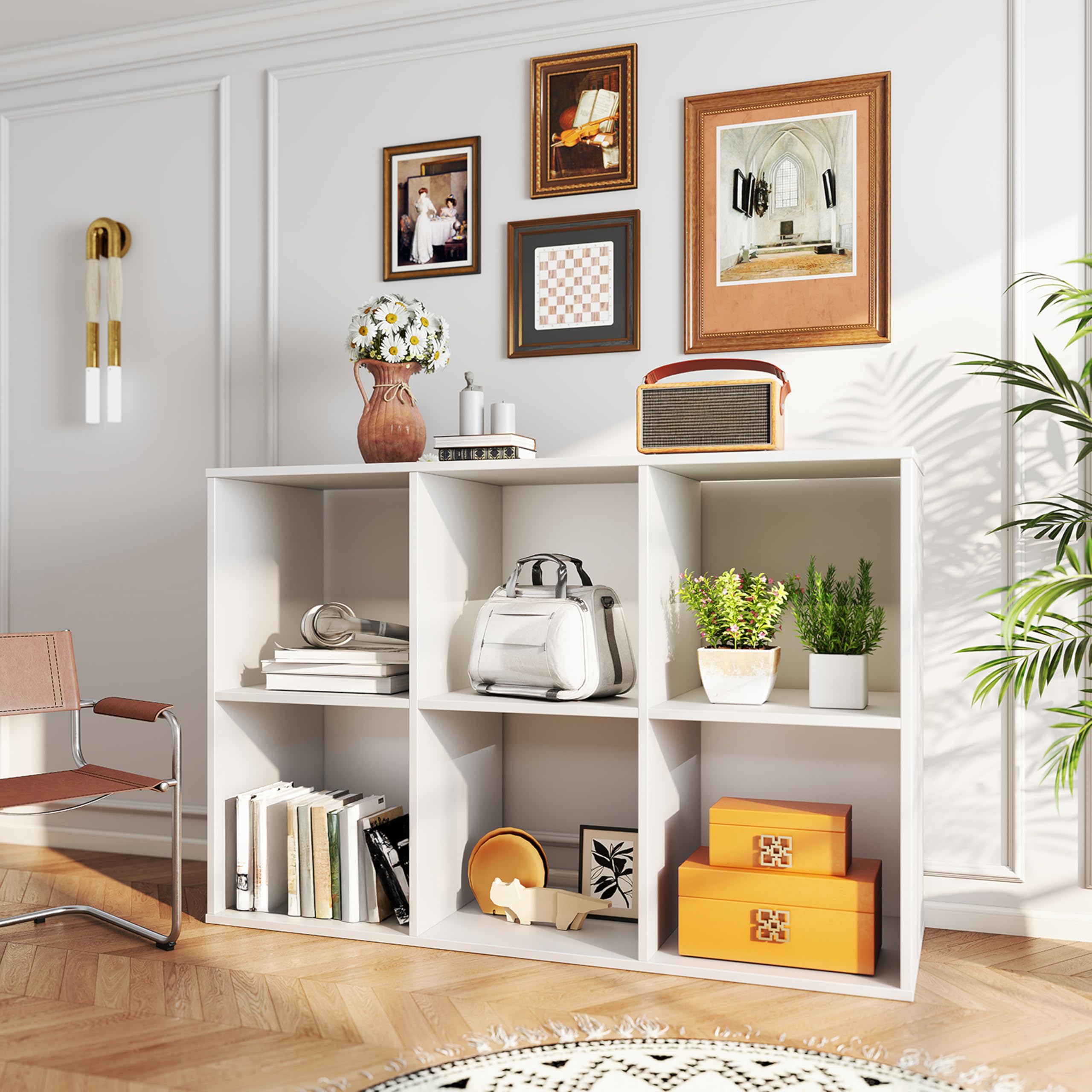 Simple Deluxe 6 Cube Storage Organizer, 3 Tier Stackable Bookshelf, Open Cube Bo — product photo