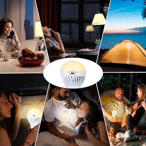 Miniatura 7 de BSOD Bombillas recargables con control remoto, bombillas LED E26, bombillas de batería USB, bombillas regulables de emergencia para corte de
