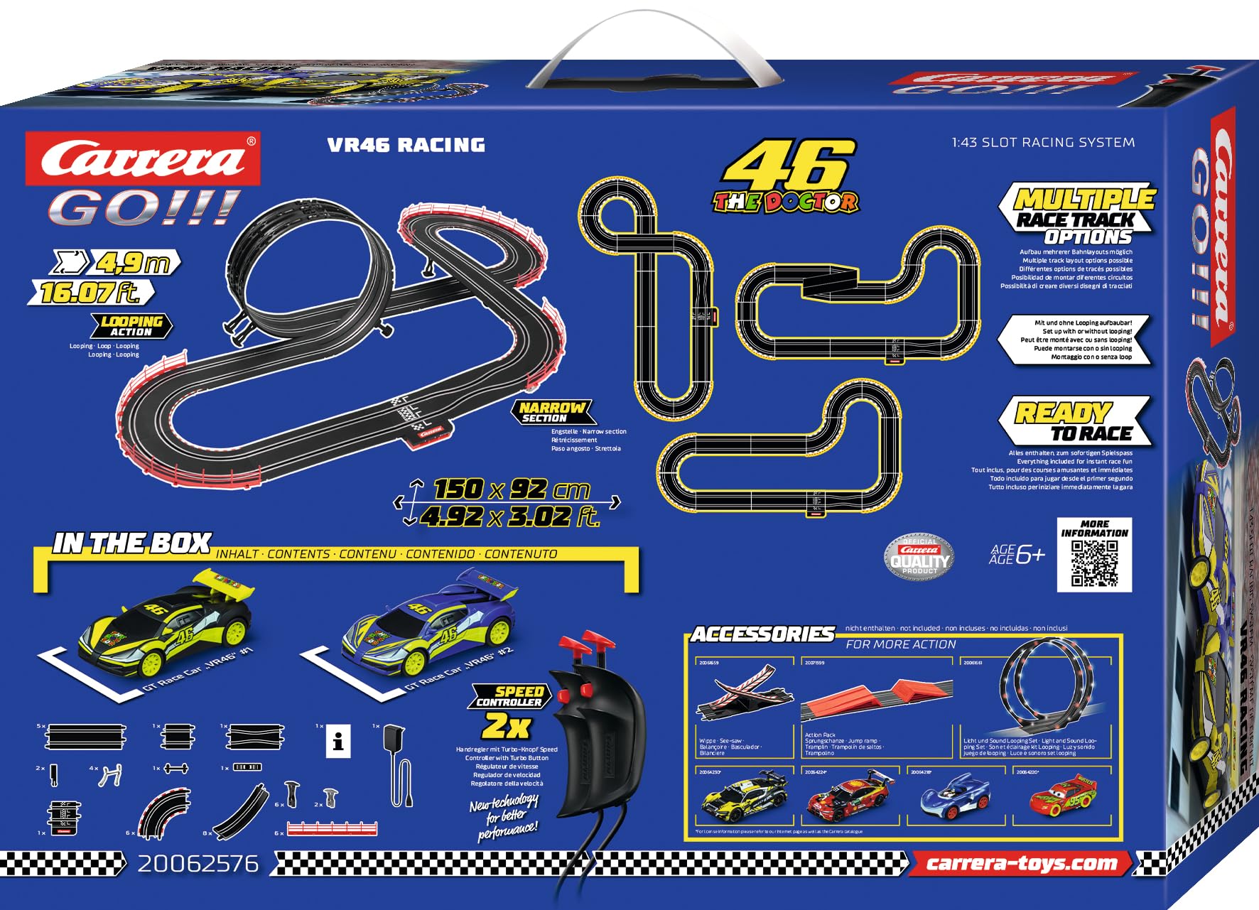 Carrera GO!!! VR46 Ultimate Racing Rennbahn-Set I Rennbahn mit lizensierten Slotcars | bis zu 2 Spieler | Für Kinder ab 6 Jahren & Erwachsene