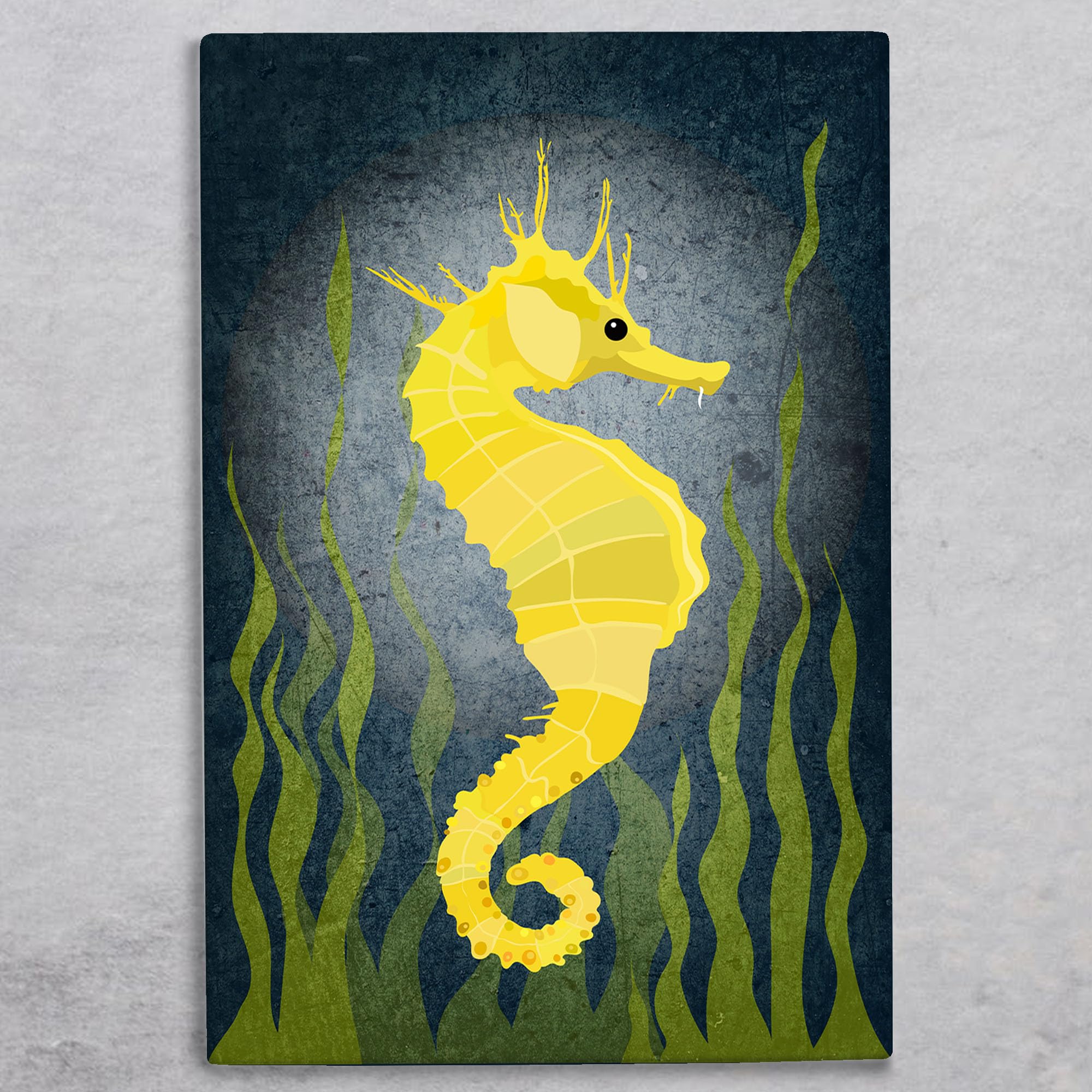 Global Designs Tile Picture Seahorse Yellow Ceramic Nautical Plaque Sign Wall Art Kate Pearson 30x20cm