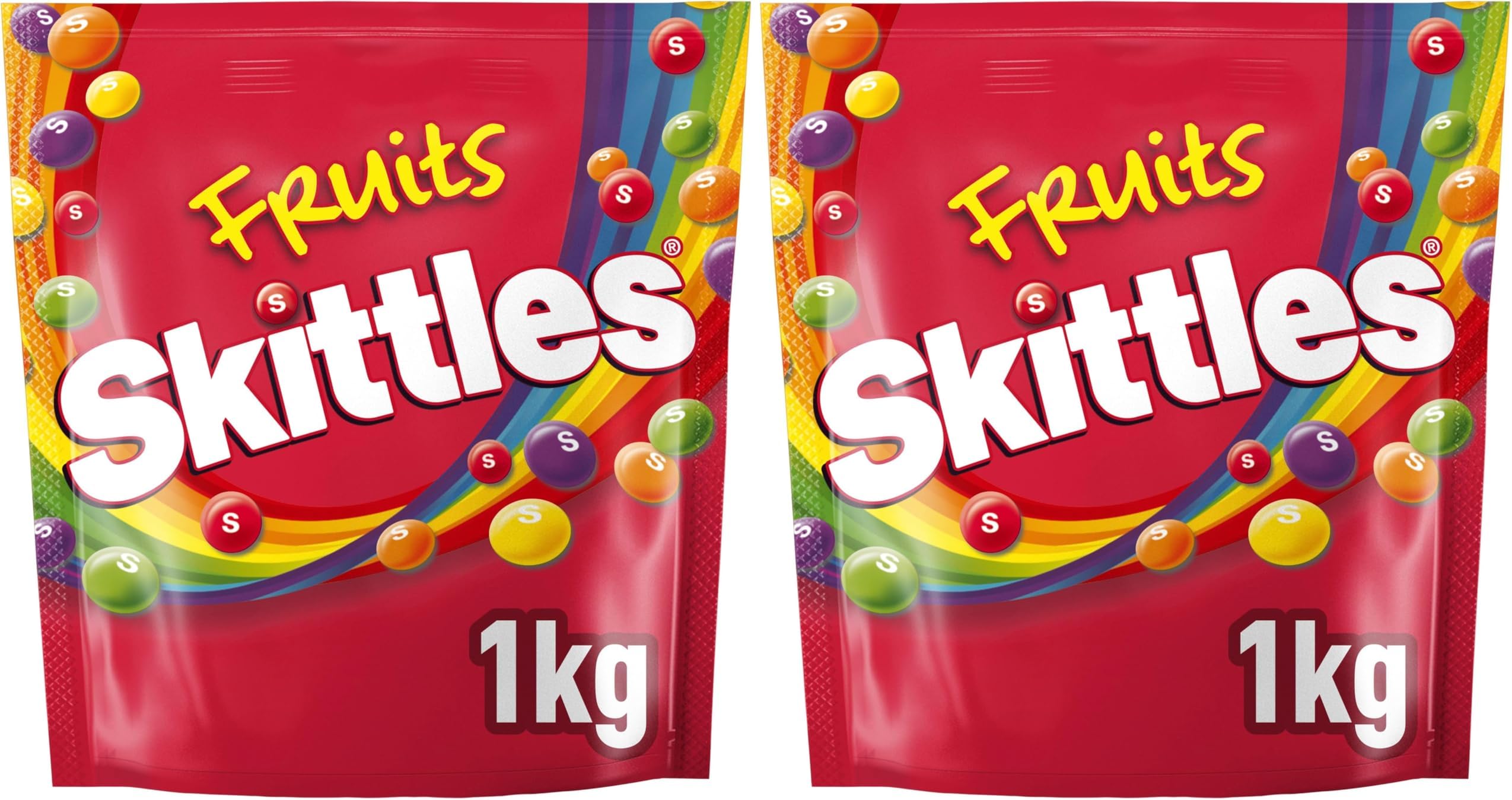 Skittles Vegan Sweets, Fruit Chewy Sweets, Bulk Sharing Bag, Sweets Gift, 1 kg (Pack of 2)