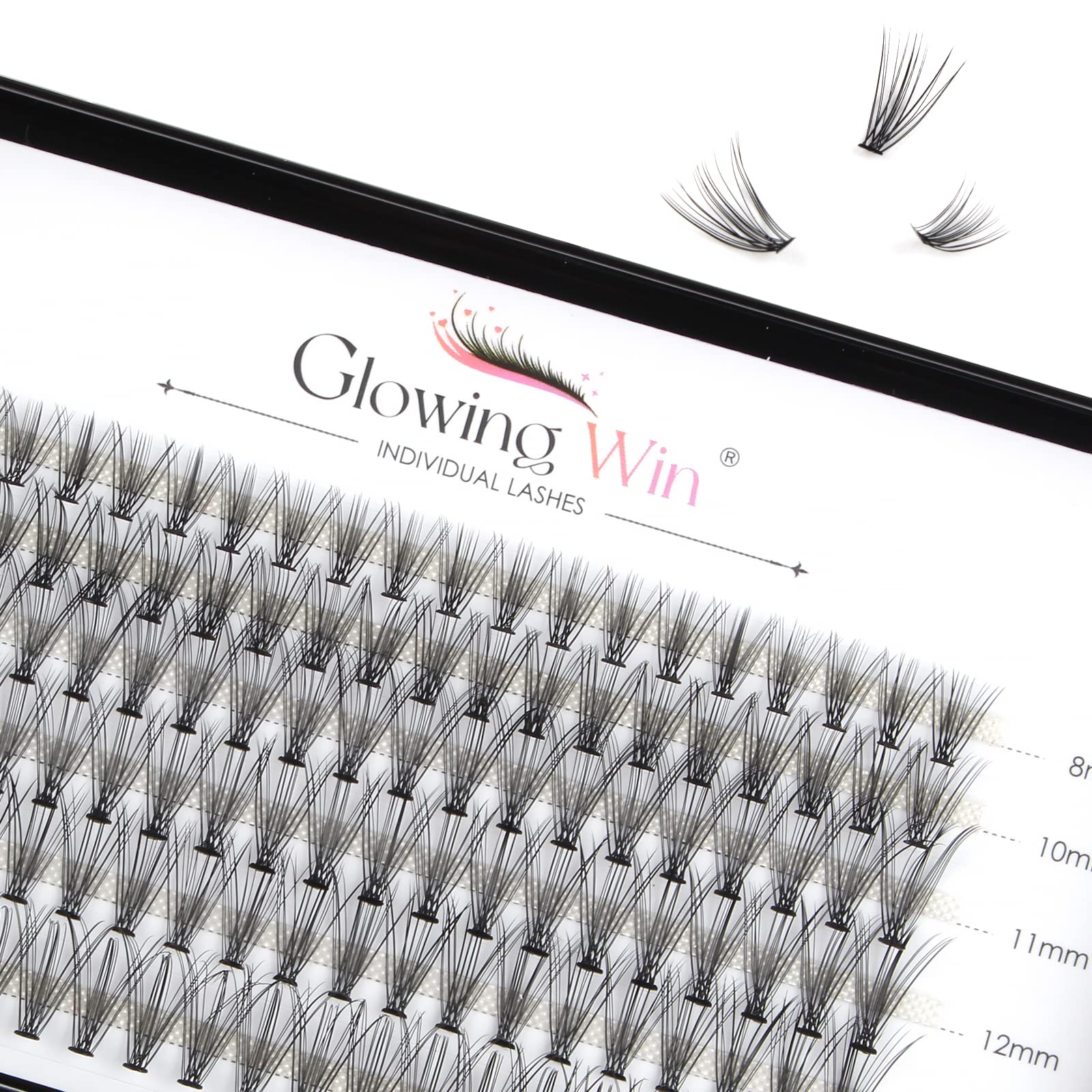 Glowing Win Pestañas Postizas Naturales 0.07C 20D Individual Cluster Lashes 8-14mm Extensiones de Pestañas pelo a pelo 120PCS DIY False Lashes