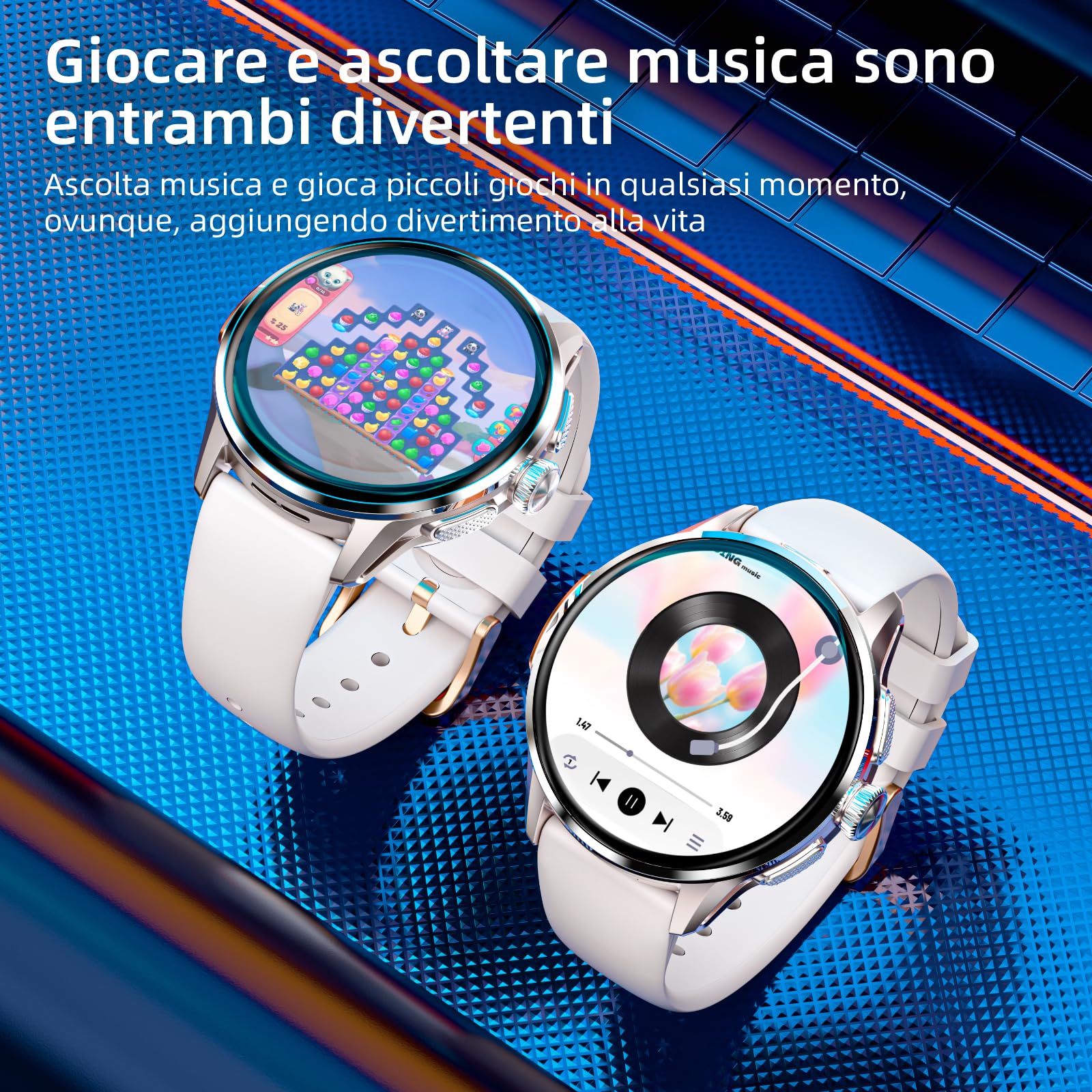 LOKMAT Scheda SIM 4G Android Smart Watch, schermo grande AMOLED da 1,6 pollici, 3 GB + 32 GB, smartwatch per uomini e donne con fotocamera girevole, WiFi, GPS, orologio fitness tracker (argento)