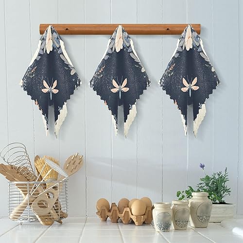 Miniatura 5 de Libélula en guirnalda turquesa para el hogar, paños de cocina grandes, paños de cocina de algodón para otoño, toallas de cocina absorbentes