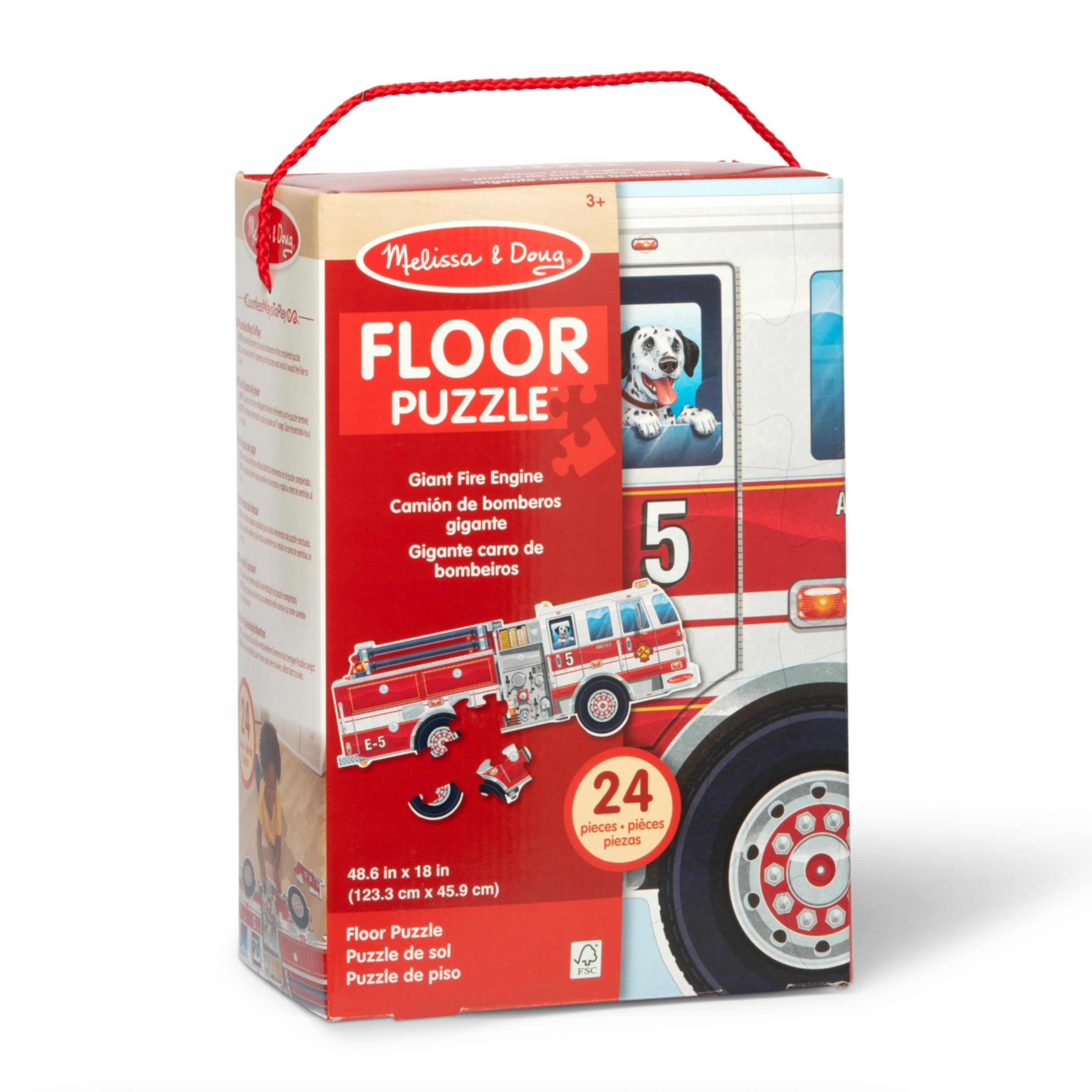 Melissa & Doug Neu! Riesiges Feuerwehrauto Bodenpuzzle 24 Teile