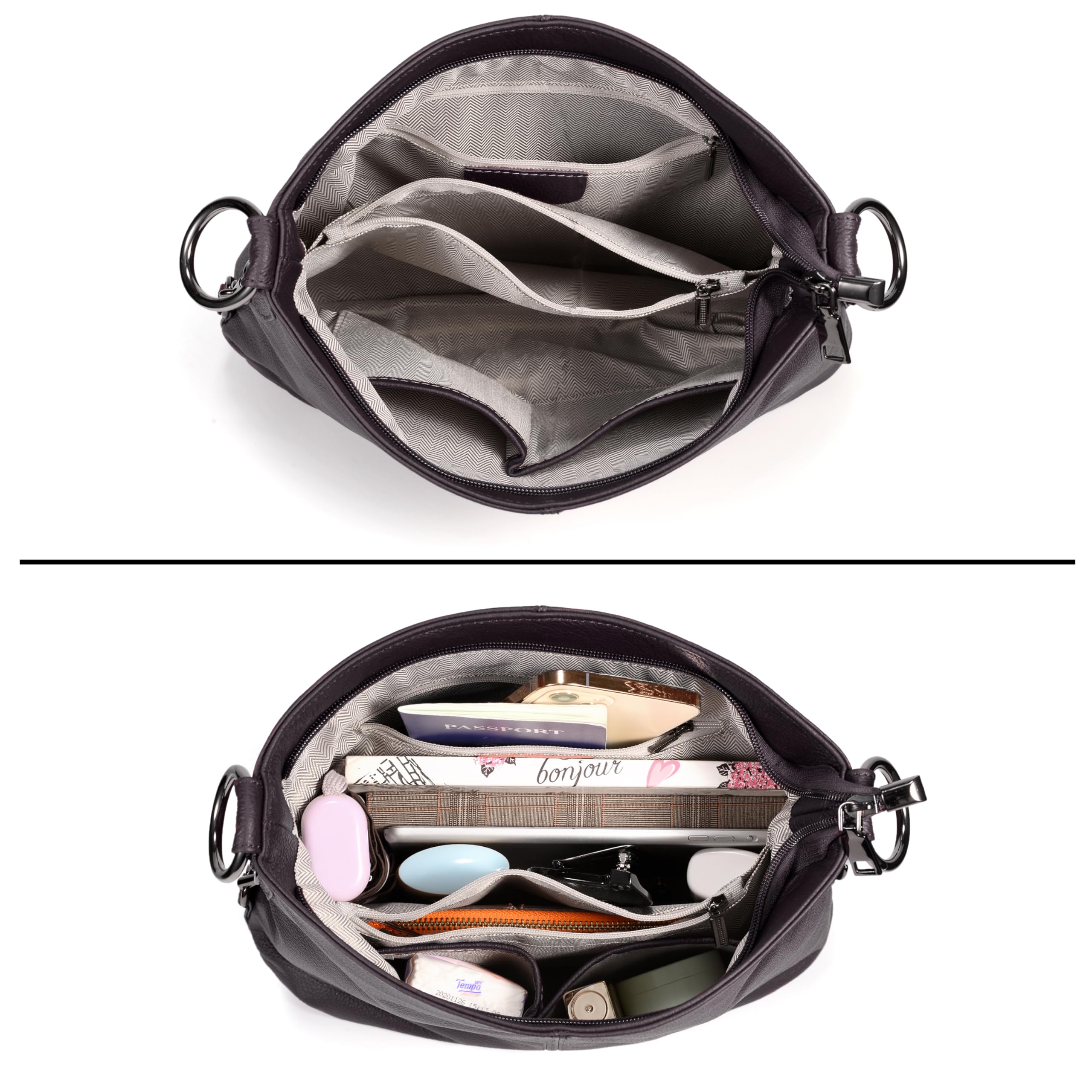 YALUXE Genuine Leather Shoulder Bags Stylish Hobo Handbags Purses Crossbody Bags for Women