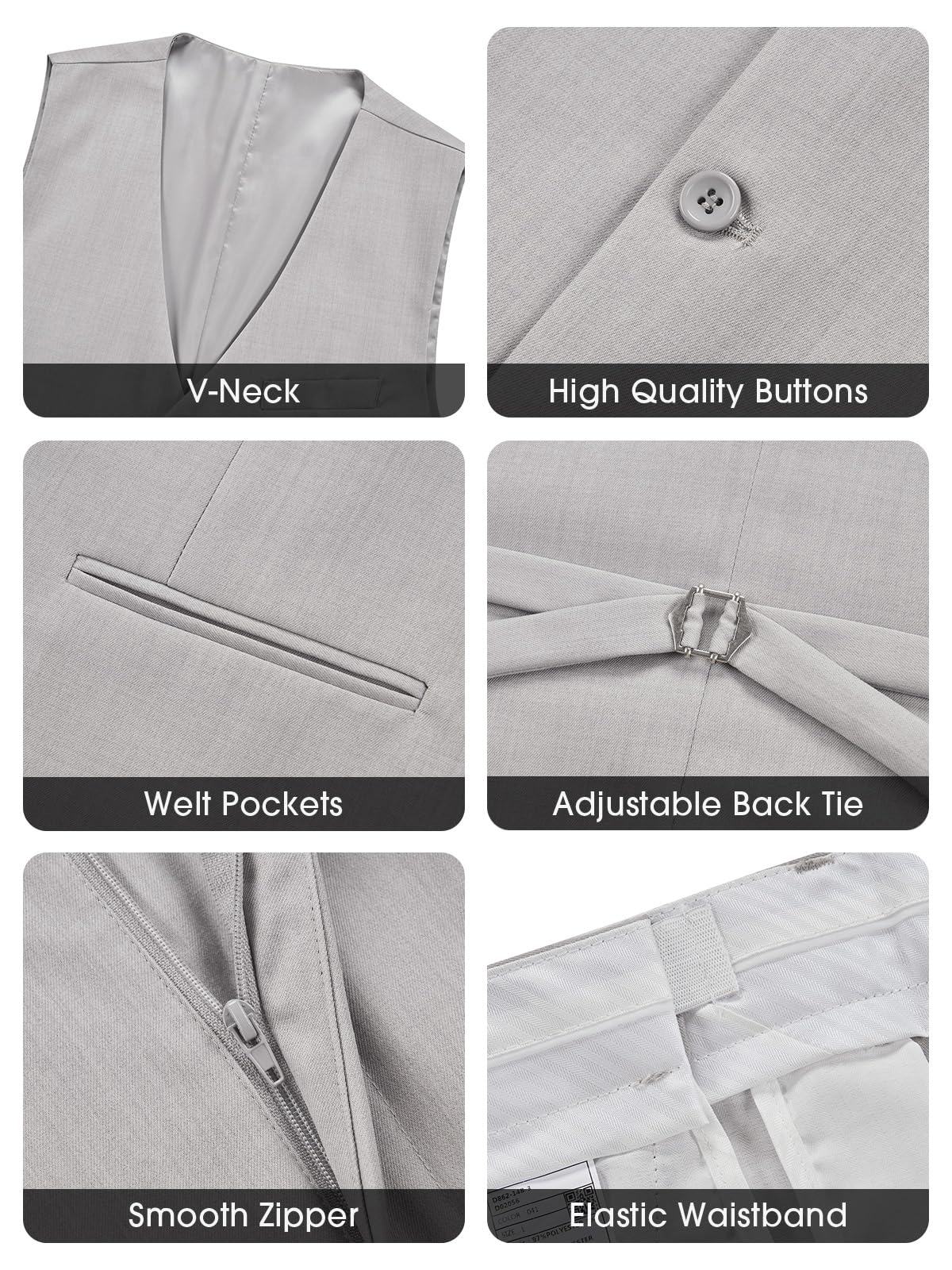 Traje Hombre 3 Piezas Slim Fit Un Botón Traje Ajustado Elegante Chaqueta Chaleco Pantalón para Negocios y Bodas