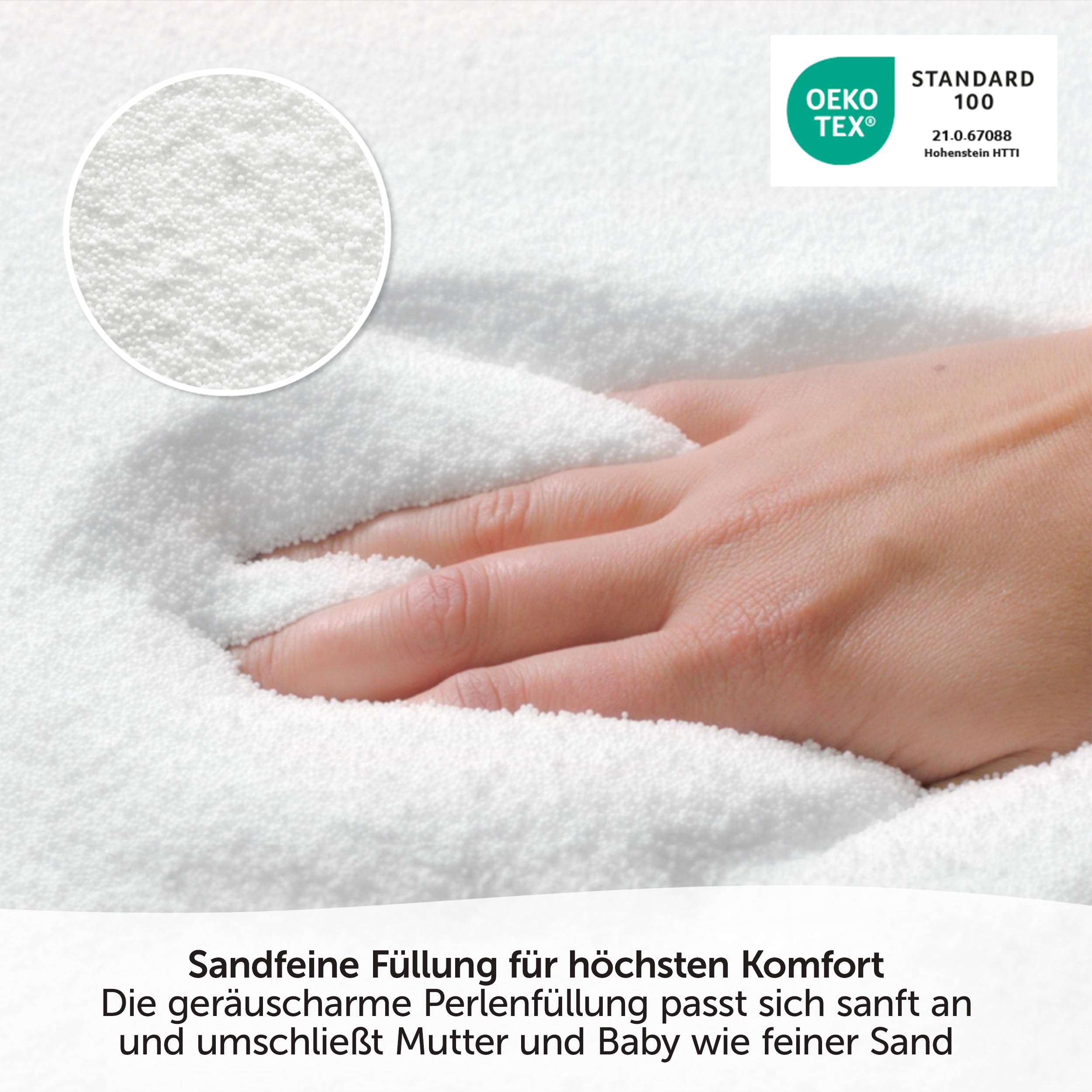 Theraline Das Original Stillkissen & Schwangerschaftskissen - 190cm inkl. Bezug aus 100% Baumwolle - Füllung aus leisen EPS-Perlen - Lagerungskissen, schadstoffgeprüft - Blätter Grau Weiß