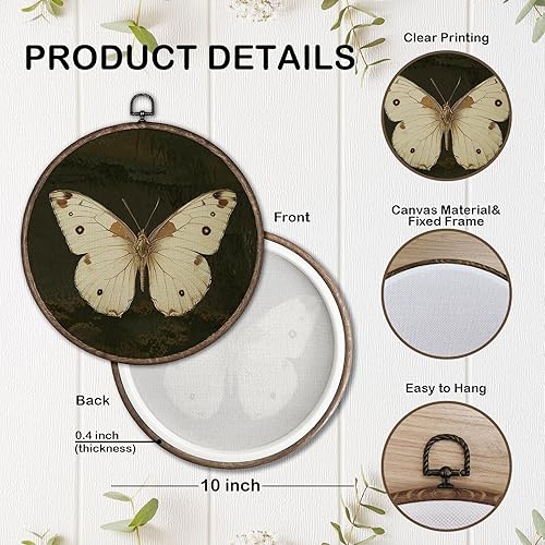 Miniatura 7 de GWFSJYU Arte de pared enmarcado de mariposa oscura, decoración de pared redonda de mariposas, impresiones en lienzo redondas de mariposas,