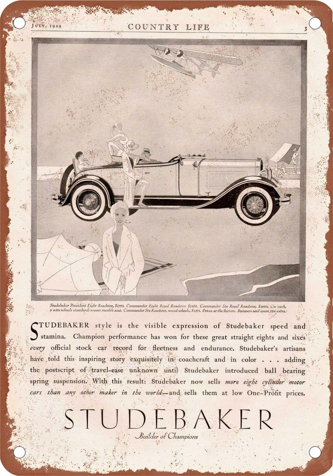 Miaomansenstore Metal Sign - 1929 Studebaker Vintage Ad 06 - Old Retro Rusty Look Home Decor