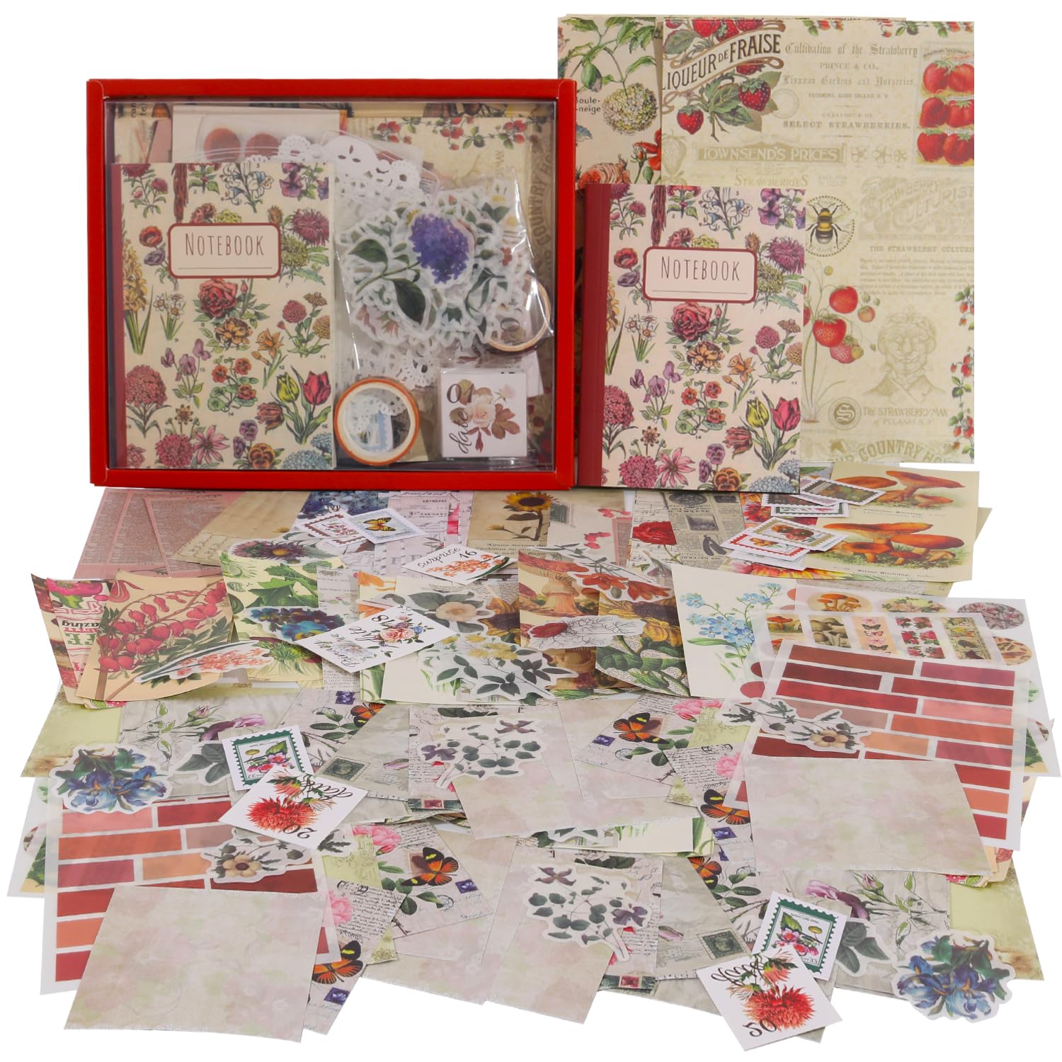 Blacico DIY Red Journal Kit for Girls - 265 pcs Gifts for Girls Ages 8 9 10 11 12 Year Old, Journal Set for Tween Girls, Stationery Set, Scrapbook & Diary Supplies Set, Journaling Art Crafts Kit